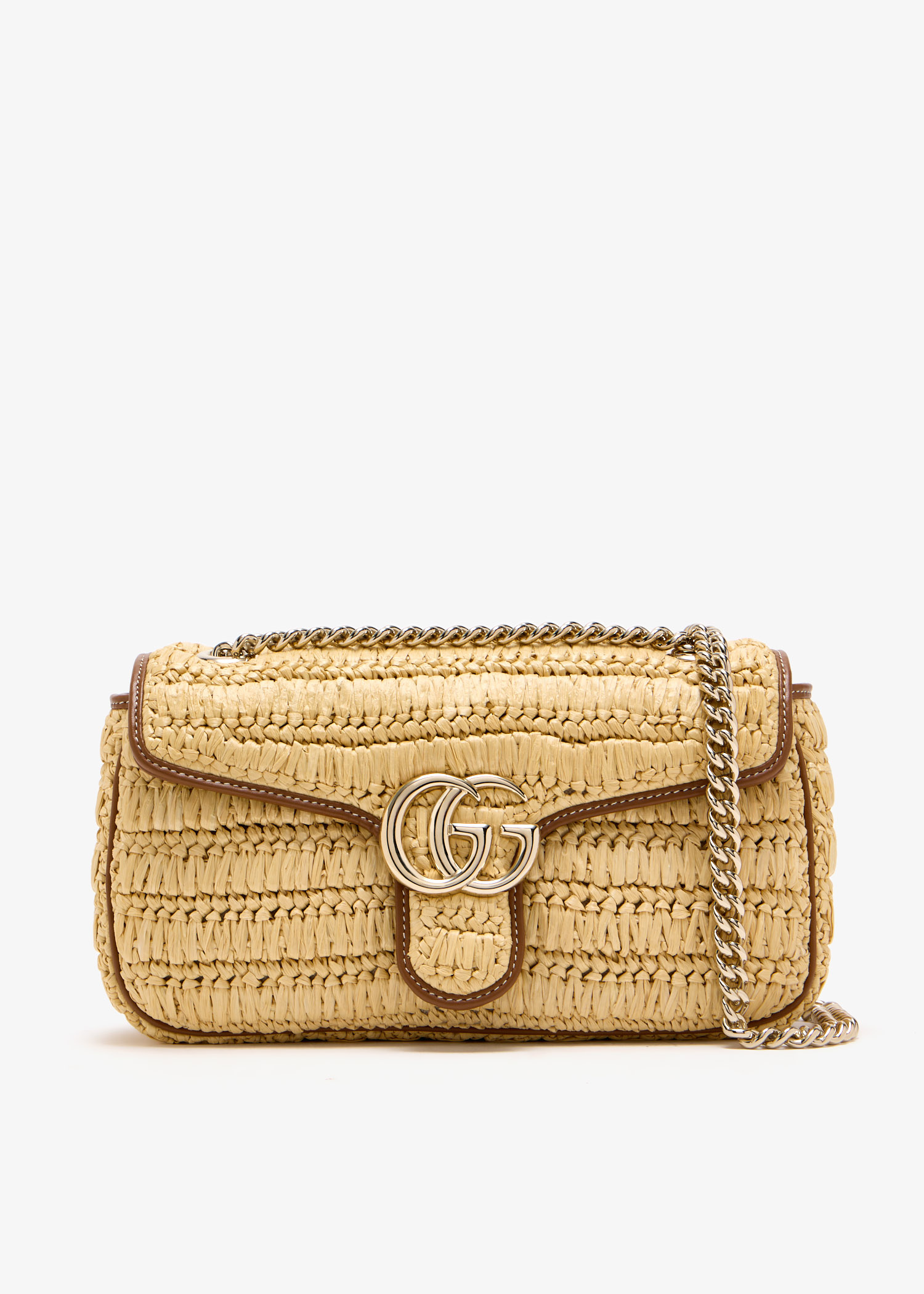 Gucci GG Marmont woven medium shoulder bag for Women - Beige in