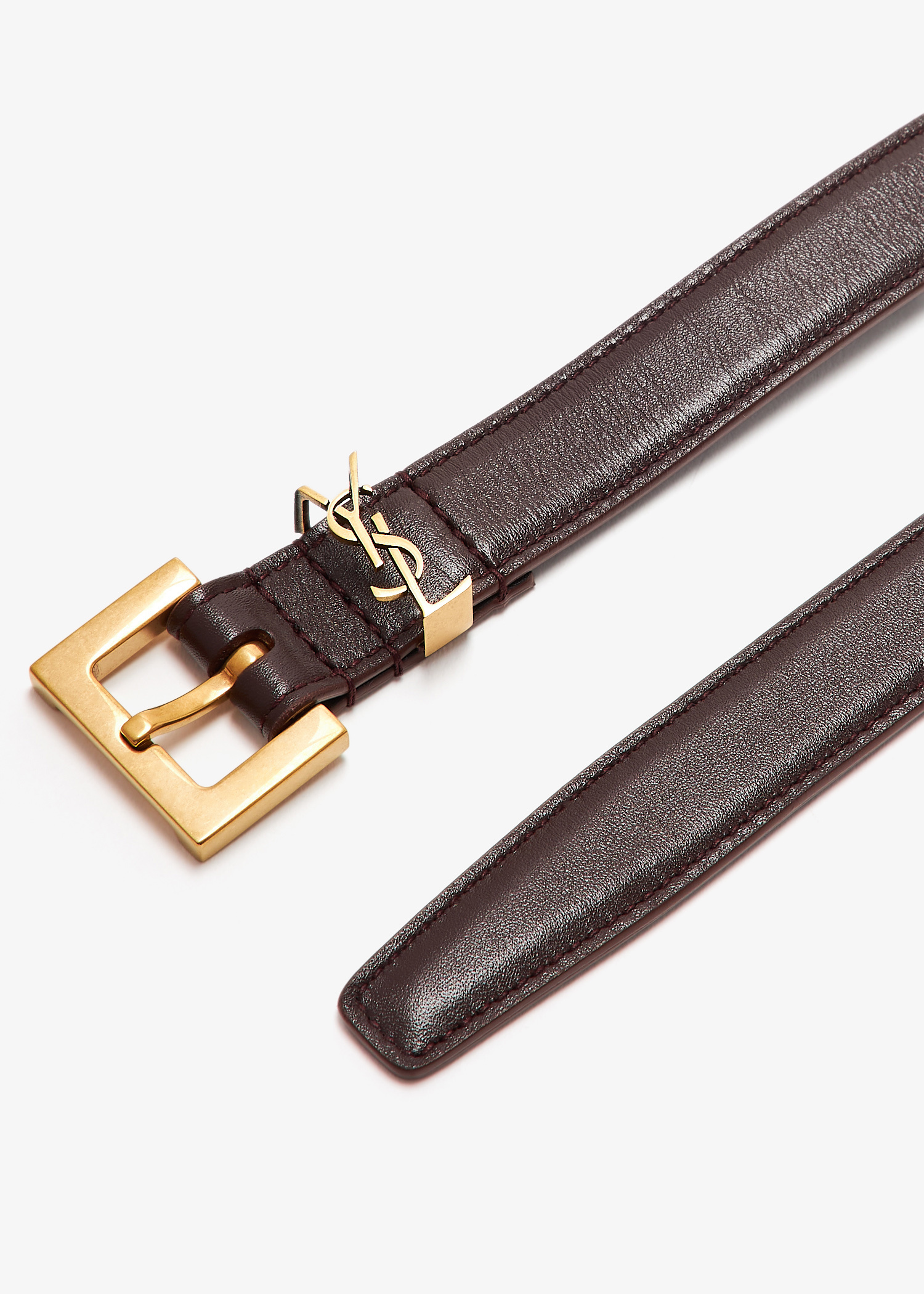 【SAINT LAURENT】CASSANDRE THIN BELT●554465BOO0W1000 CASSANDRE THIN belt with square buckle in smooth leather