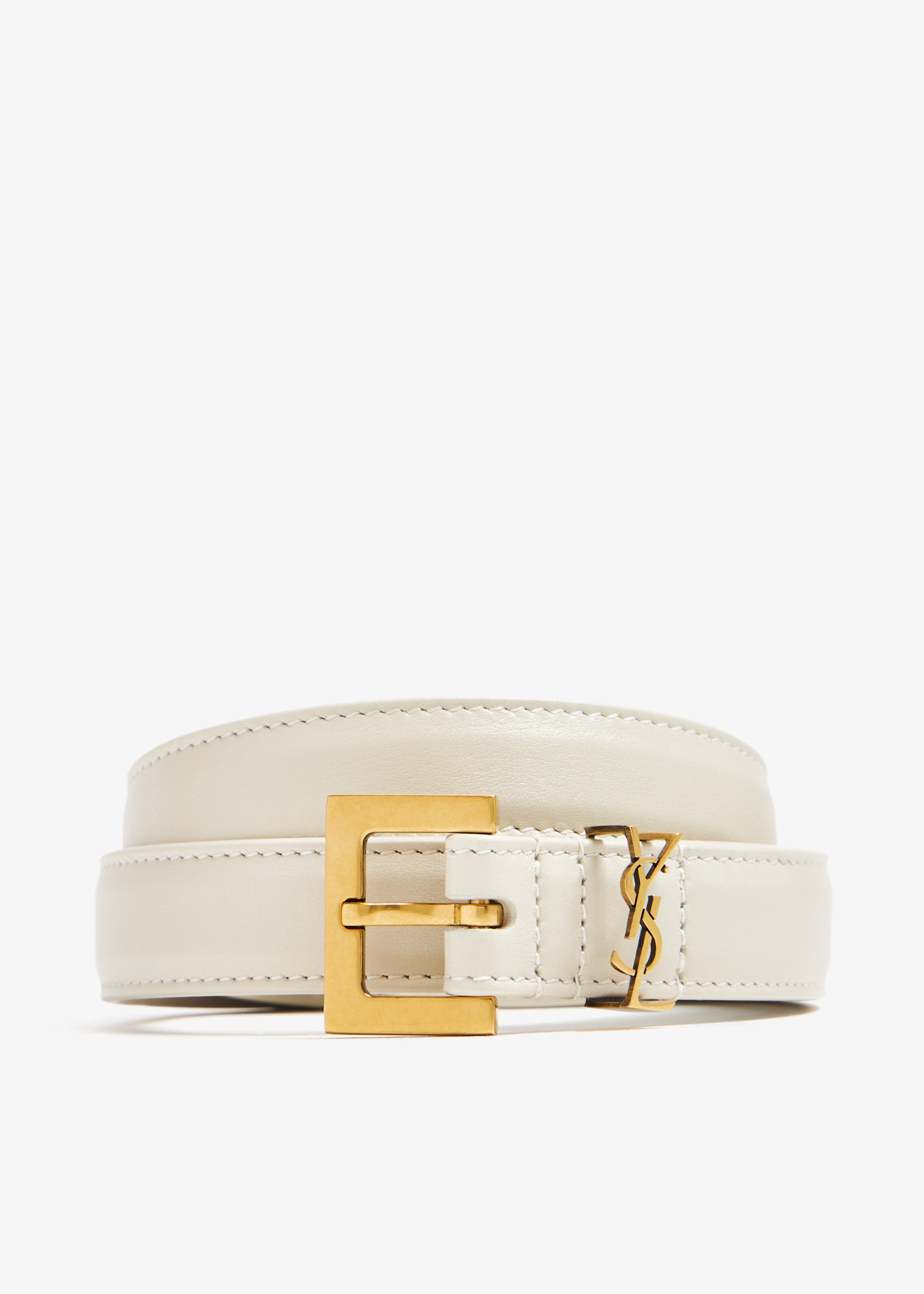 Saint Laurent Narrow monogram belt for Women - White in KSA 