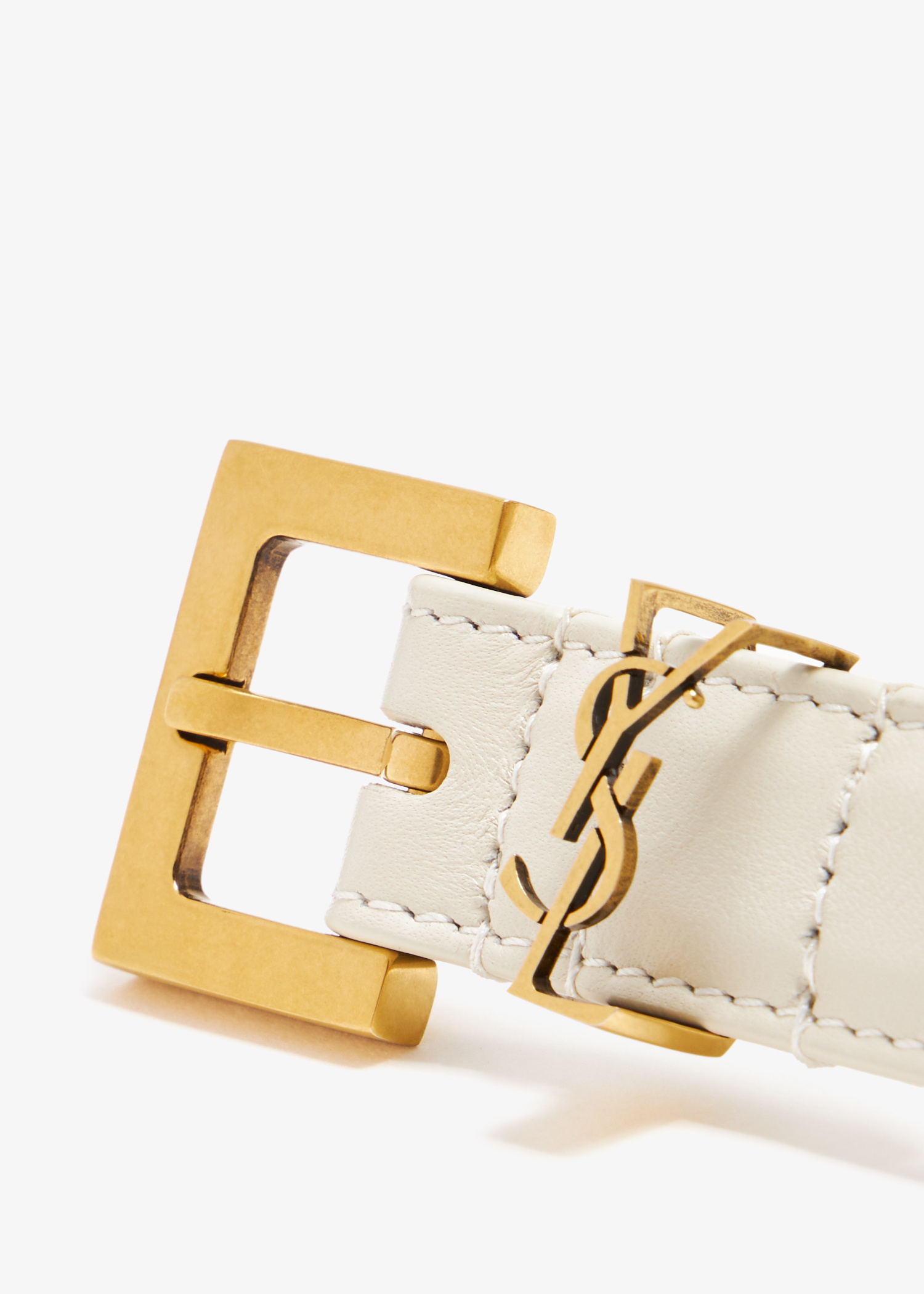 Saint Laurent Narrow monogram belt for Women - White in UAE 