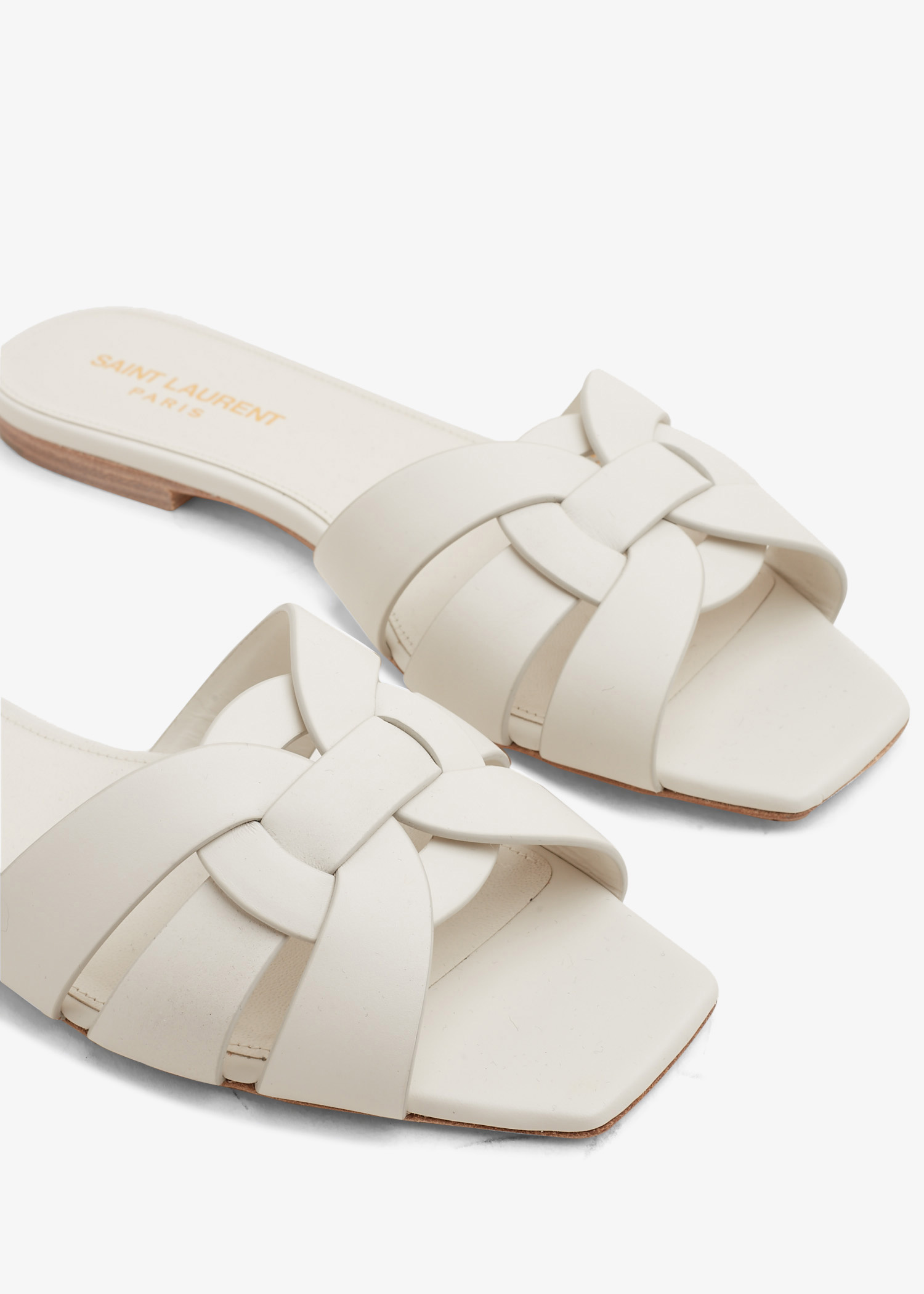 Saint Laurent Tribute leather flat sandals for Women - White