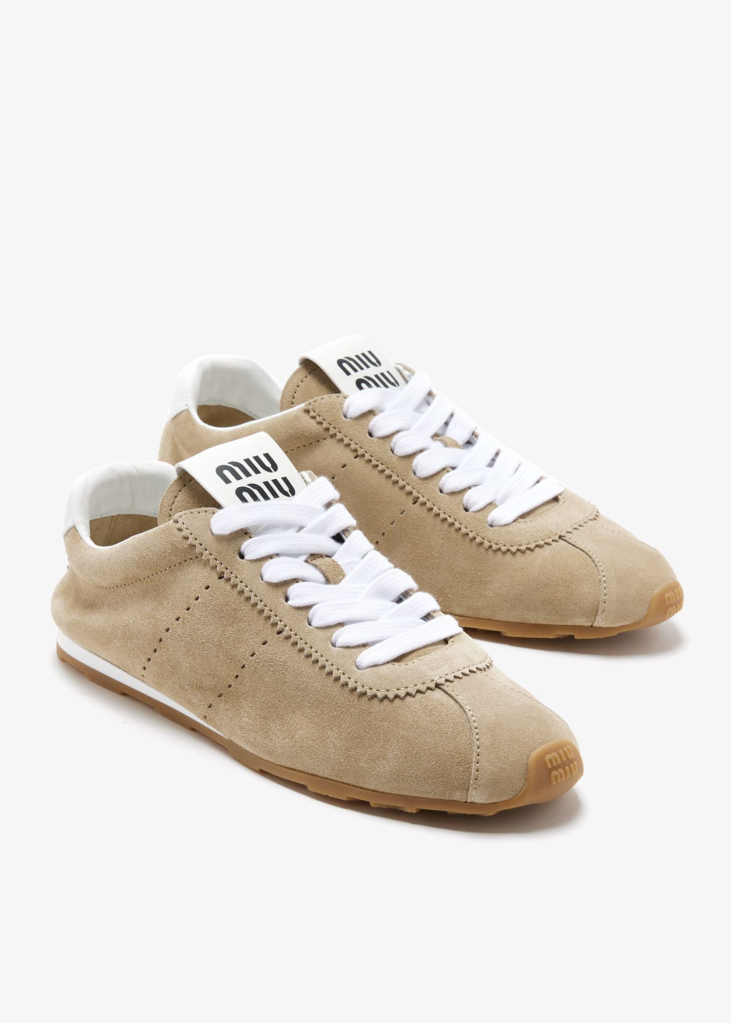 Miu Miu Plume suede sneakers for Women - Beige in KSA