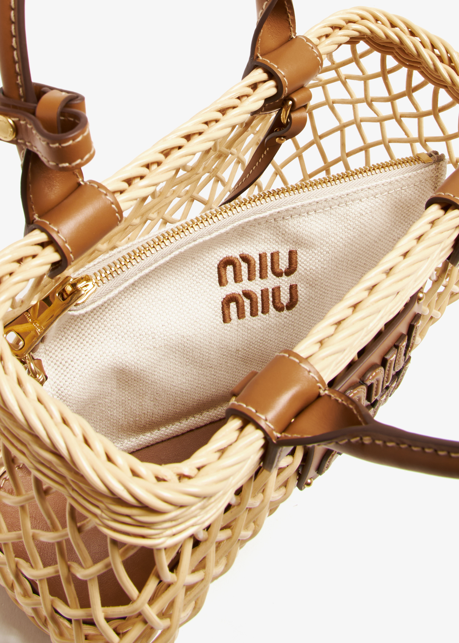 Miu Miu Woven fabric handbag for Women - Beige in UAE