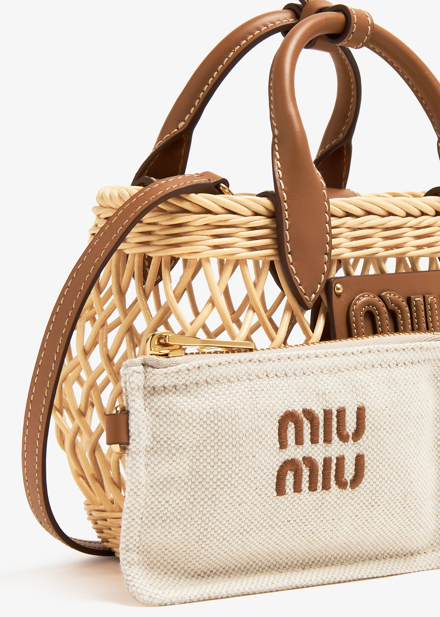 MiuMiu＊Woven fabric handbag かごハンドバッグ＊送料込 Miu Miu Woven fabric handbag for Women - Beige in UAE