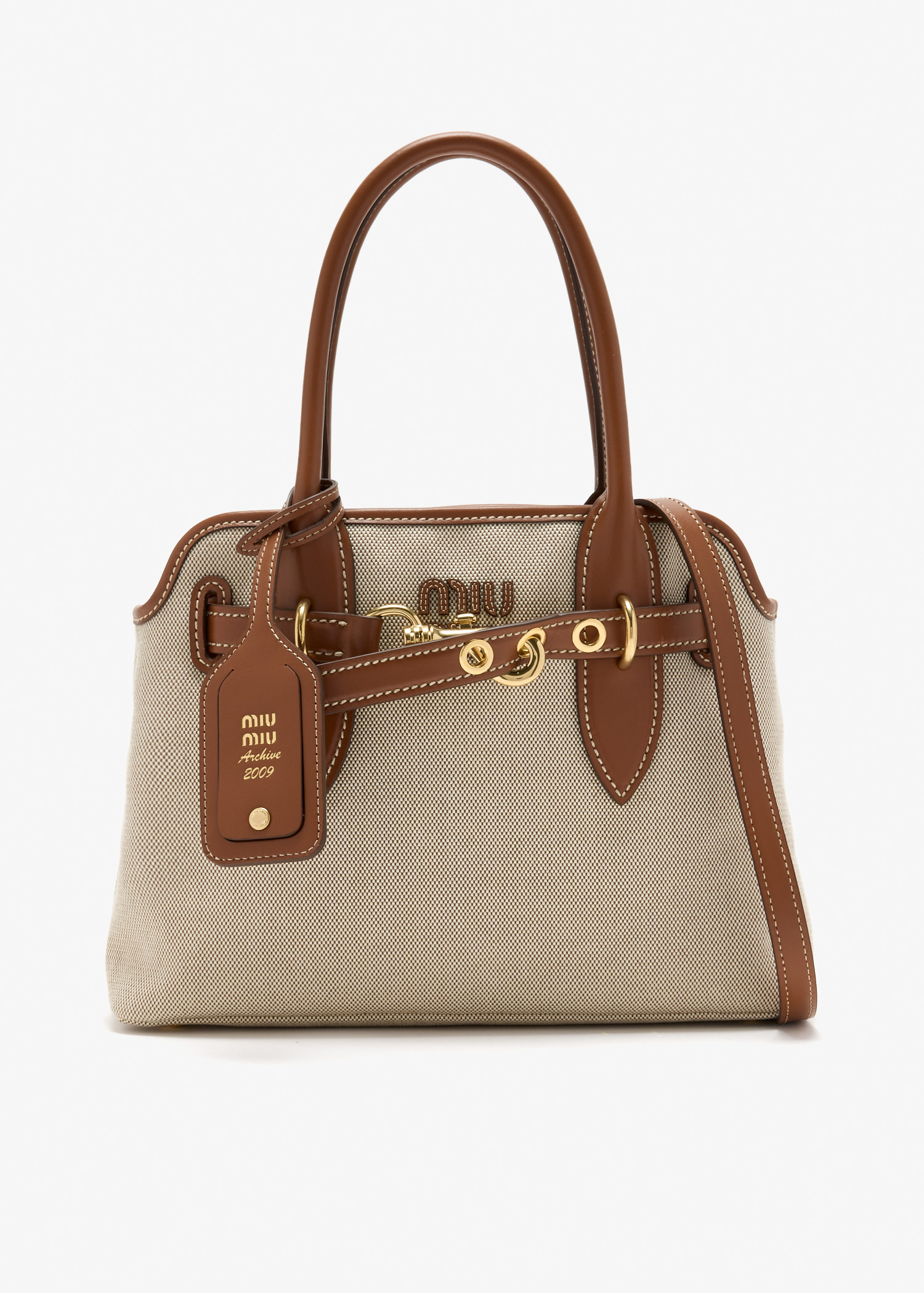 Miu Miu Aventure canvas and leather bag for Women - Beige in UAE