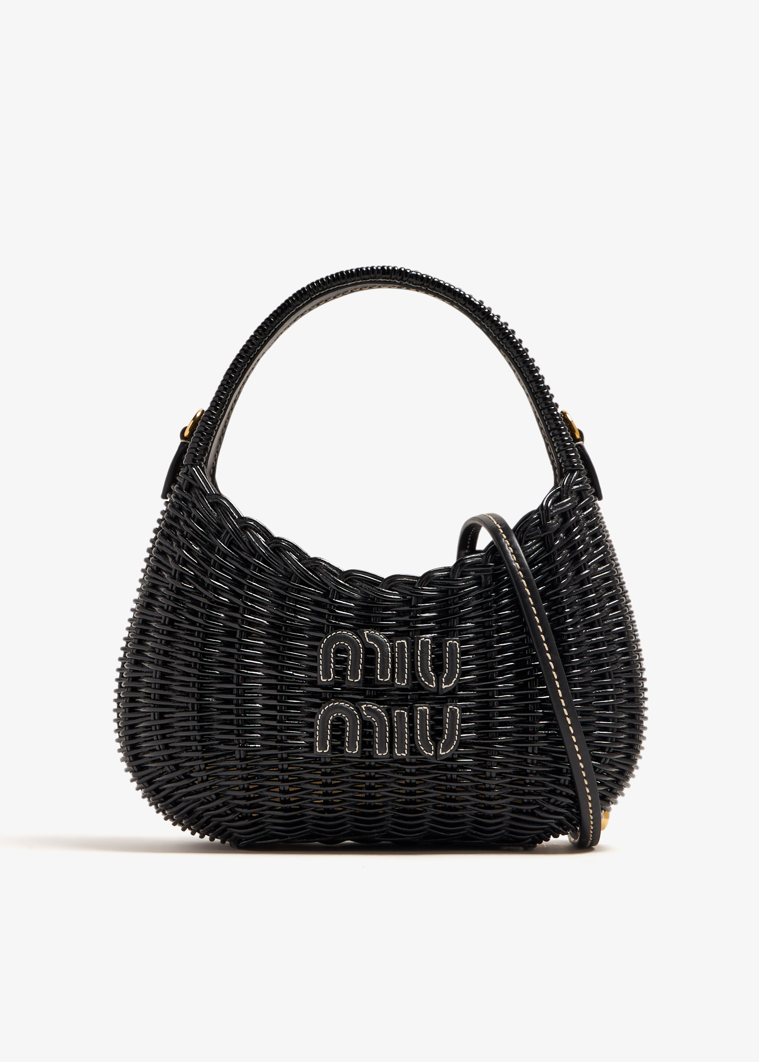 Miu Miu Wander wicker hobo bag for Women - Black in Qatar