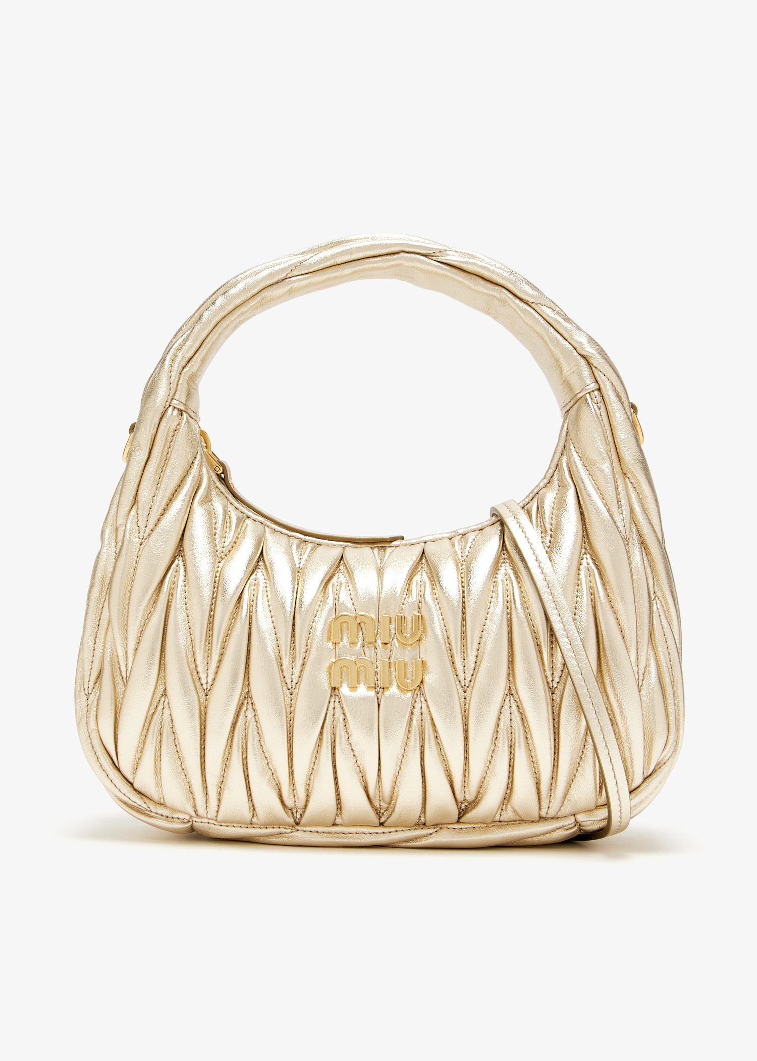 Miu Miu Wander matelassé small hobo bag for Women - Gold in UAE