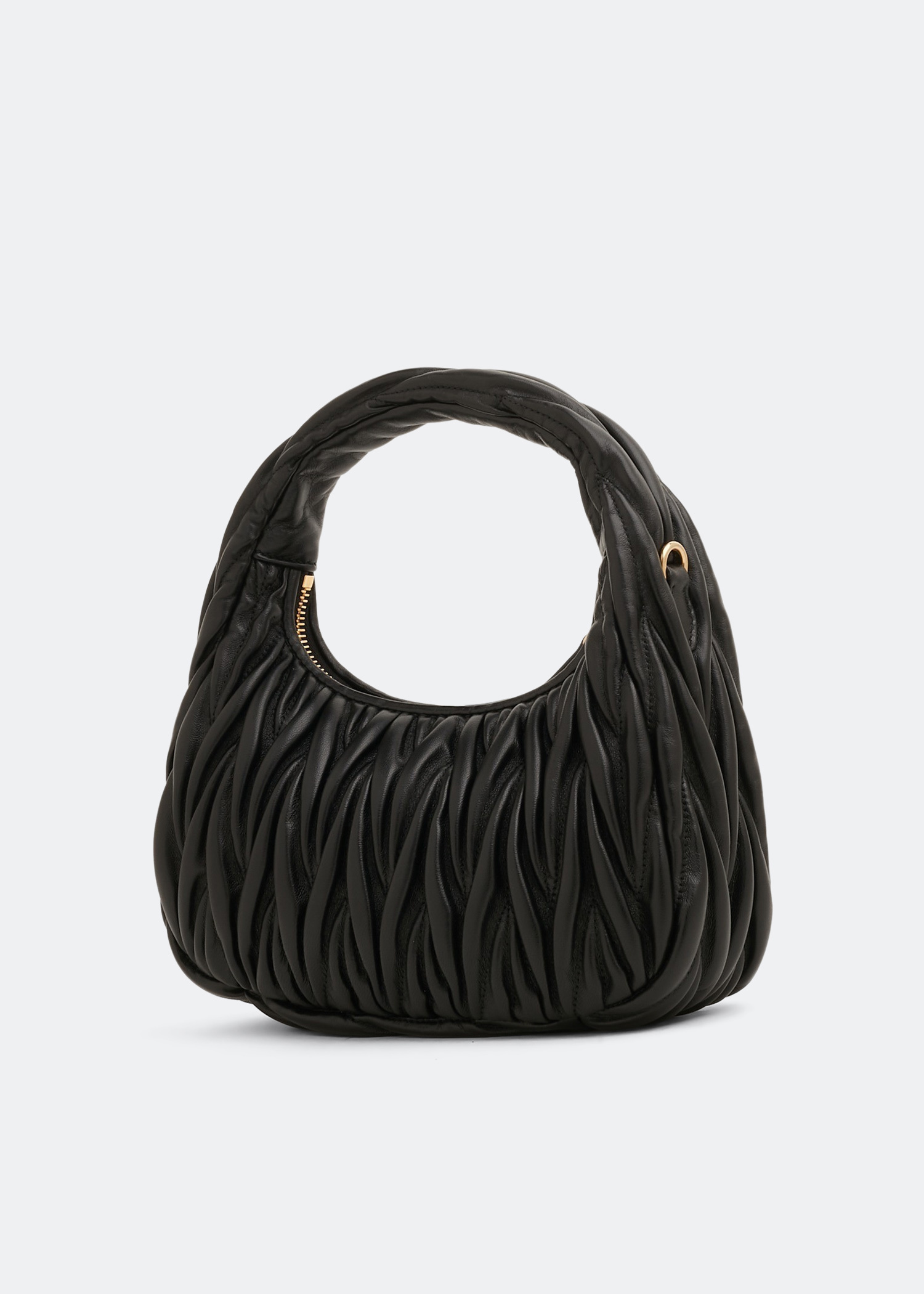 Miu Miu Wander matelassé small hobo bag for Women - Black in