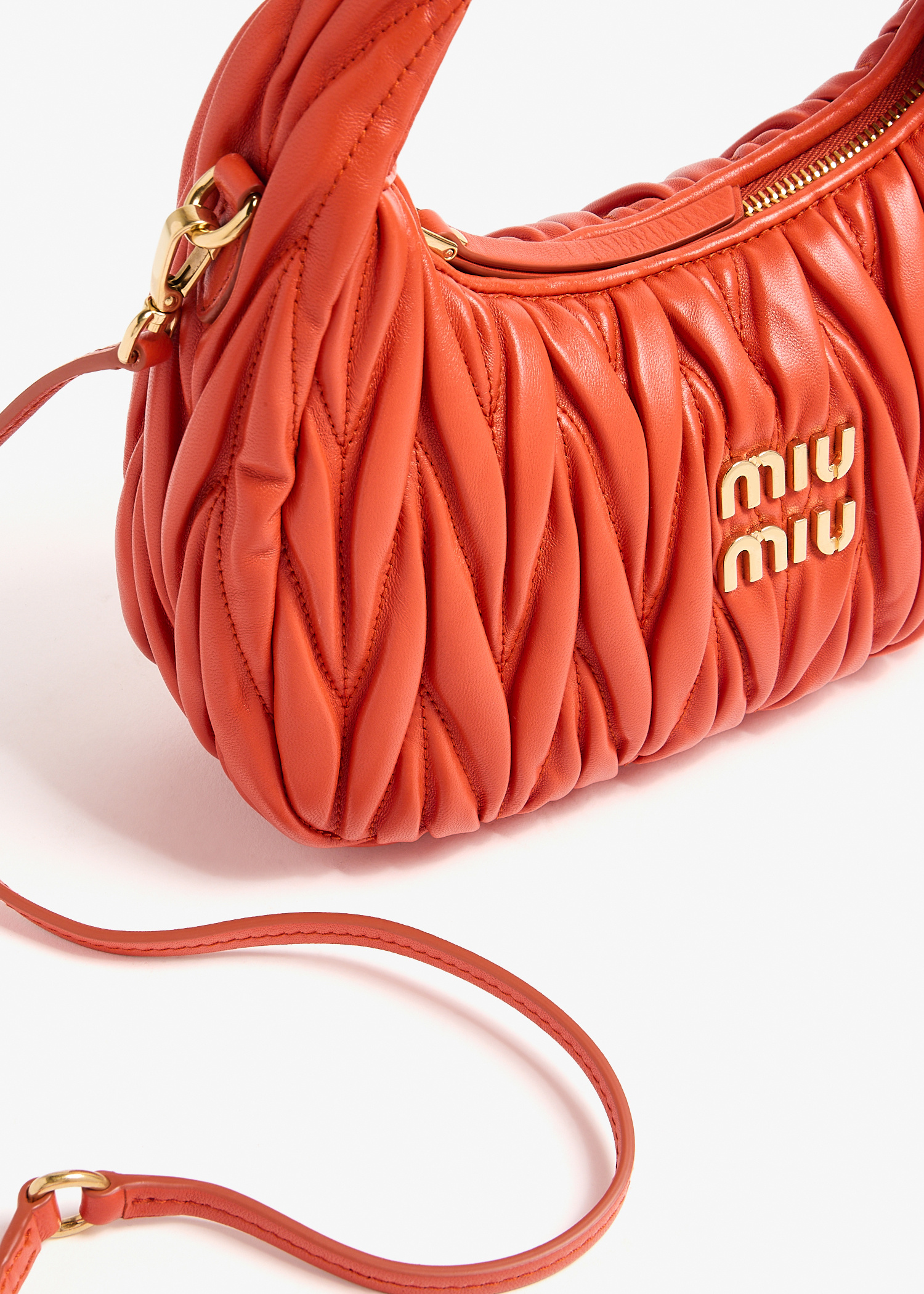 Miu Miu Wander matelassé small hobo bag for Women - Orange
