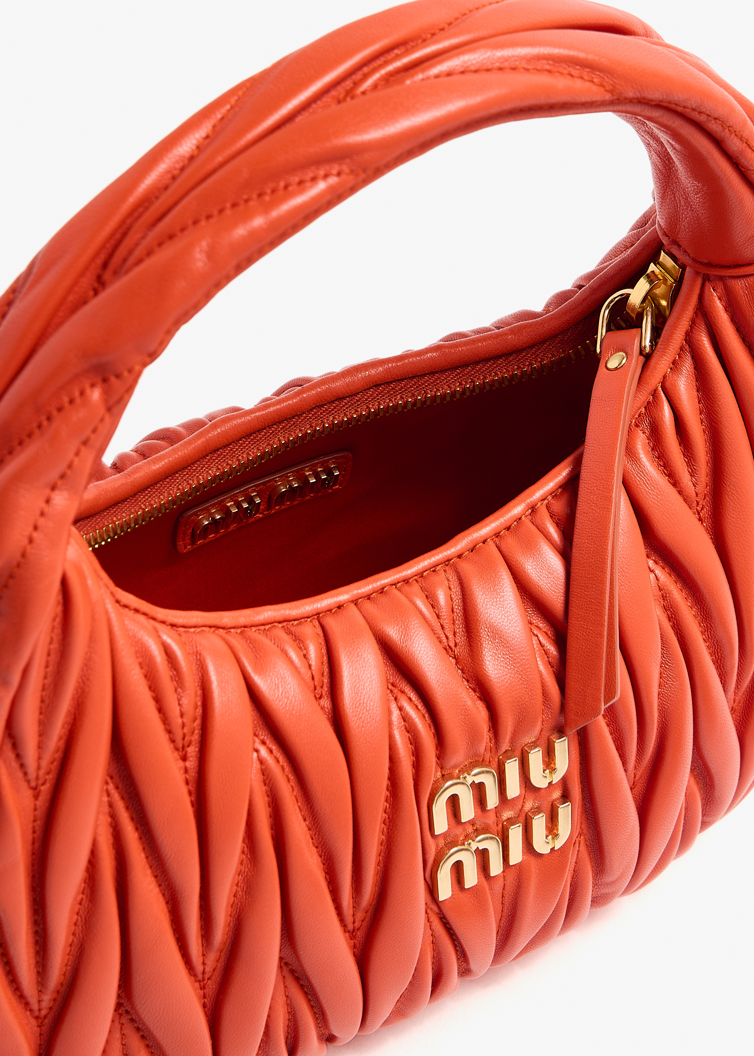 Miu Miu Wander matelassé small hobo bag for Women - Orange