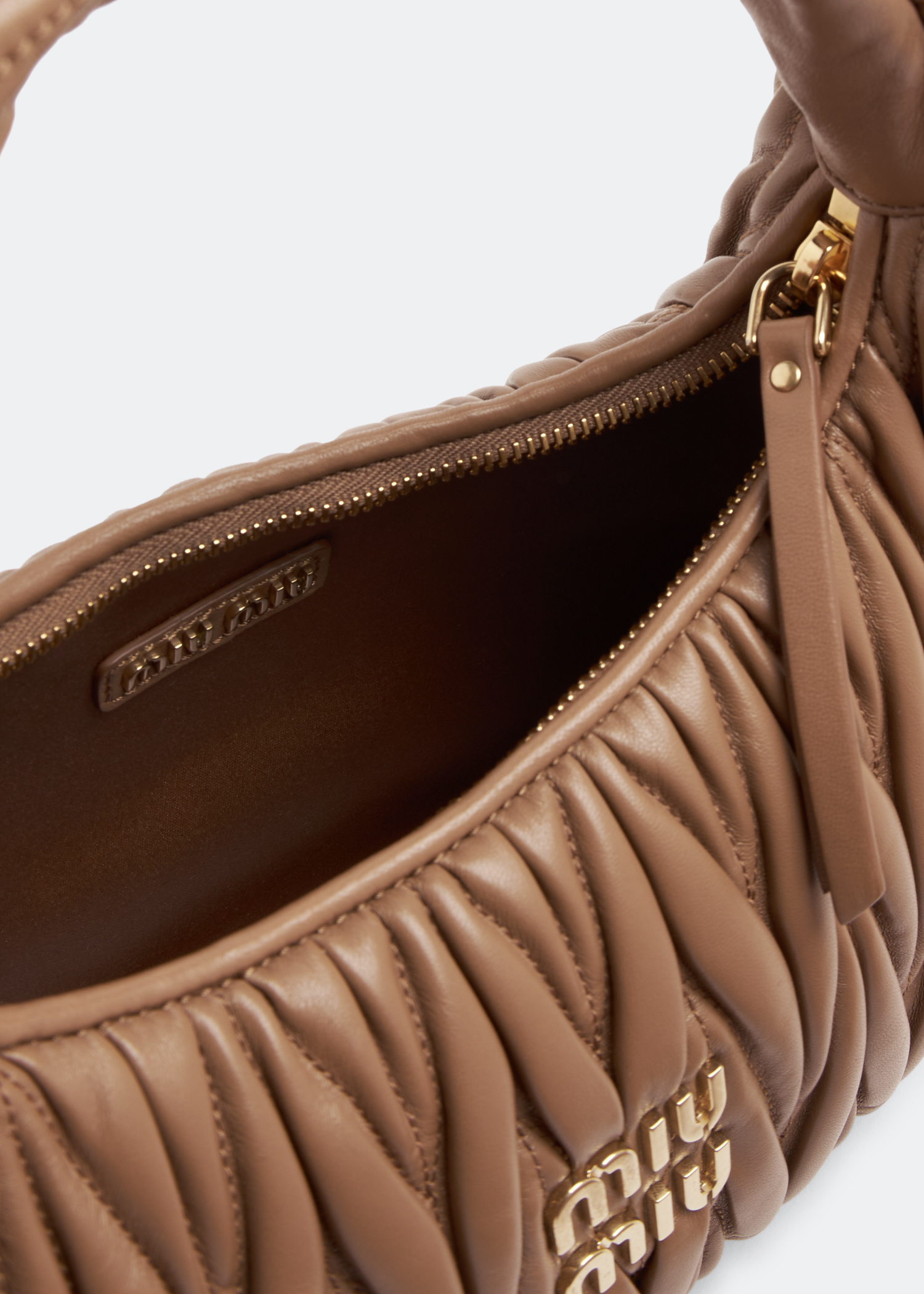 Miu Miu Wander matelassé hobo bag for Women - Brown in Qatar