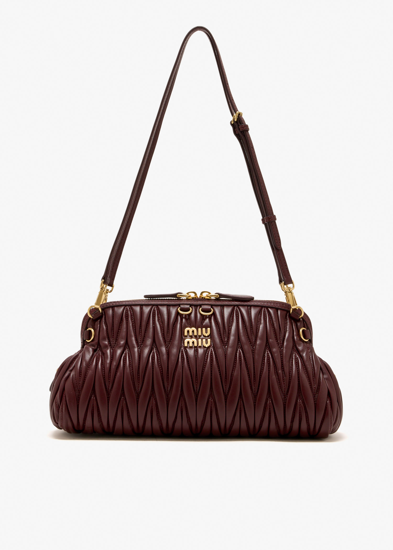 Miu Miu Matelassé nappa leather clutch for Women - Burgundy in KSA