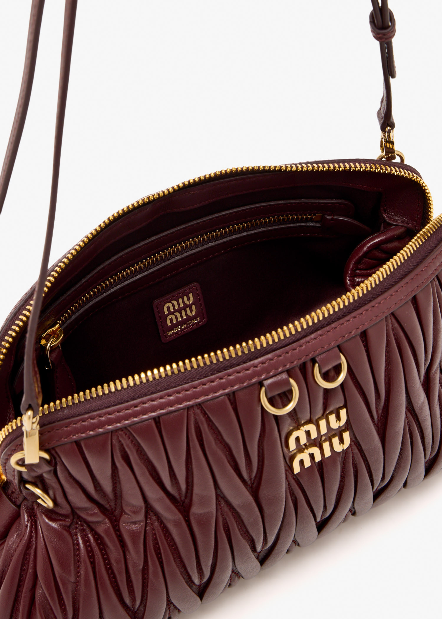 Miu Miu Matelassé nappa leather clutch for Women - Burgundy in UAE