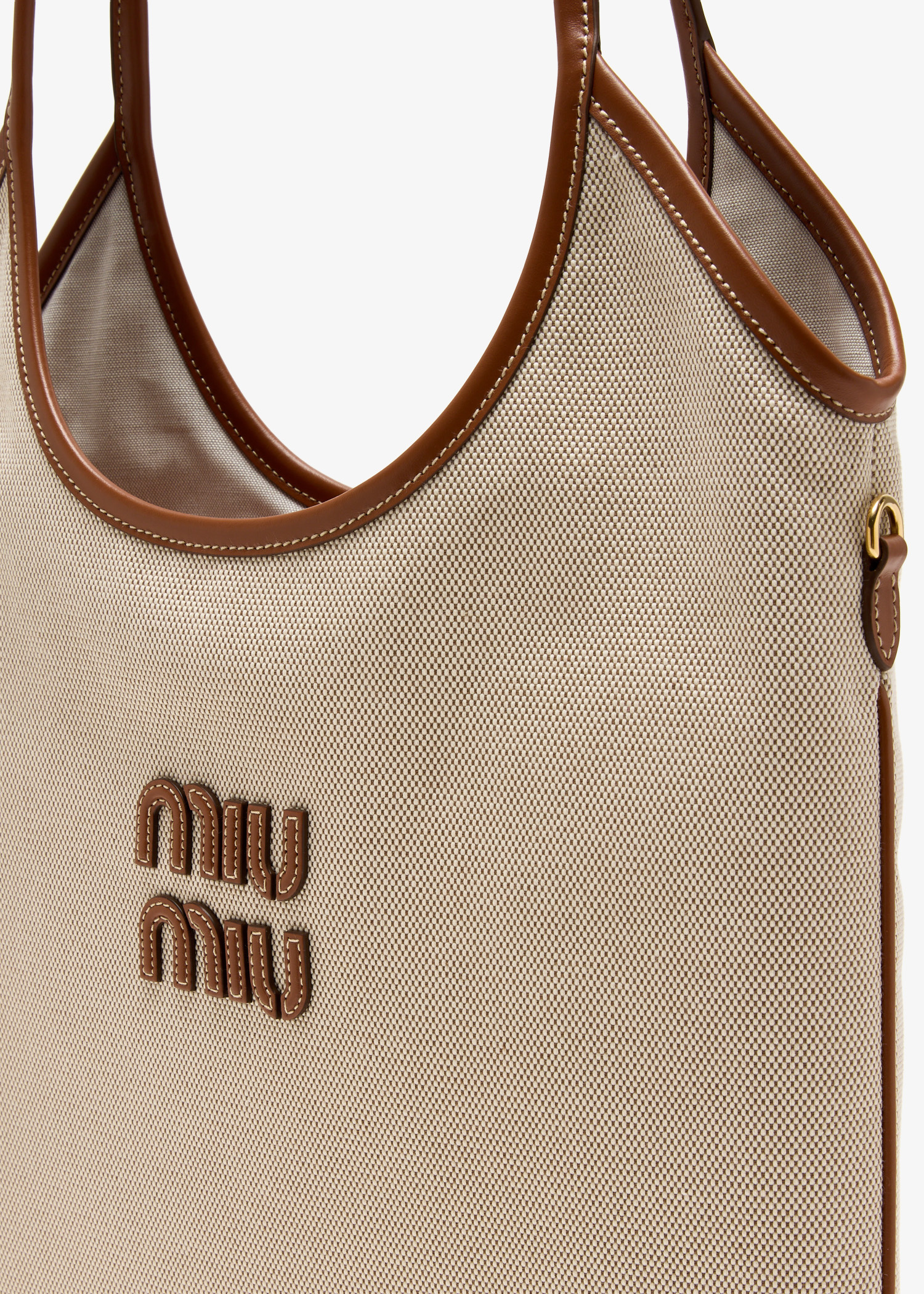 Miu Miu Ivy canvas and leather bag for Women - Beige in UAE
