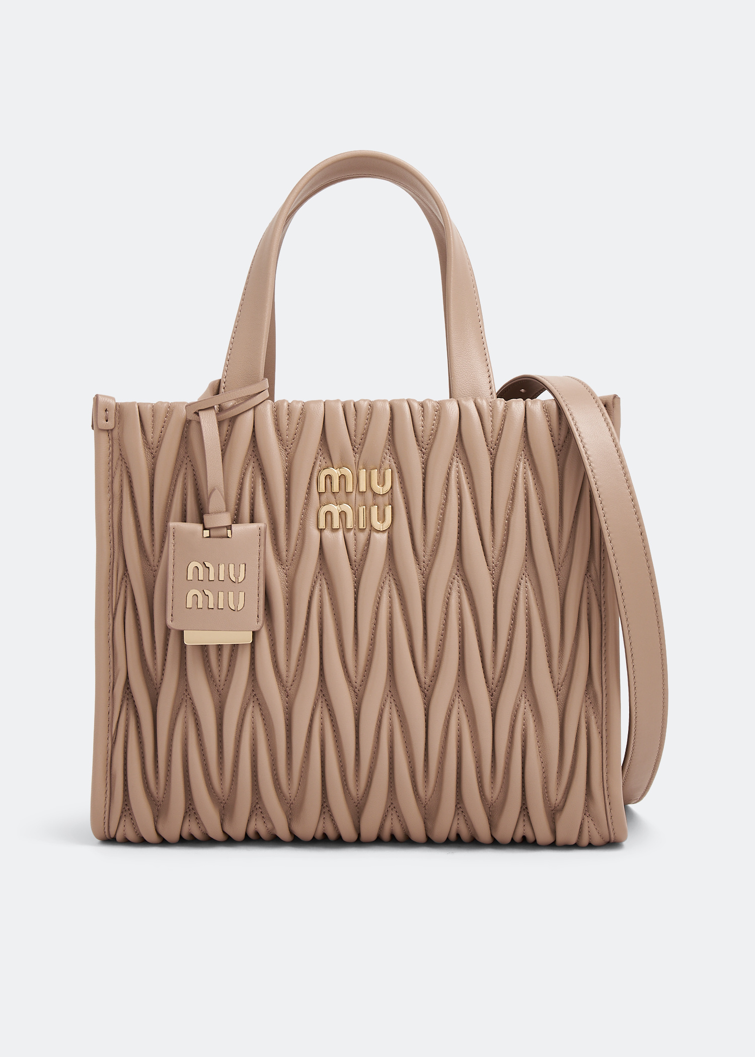 Miu Miu Matelassé leather tote bag for Women - Beige in