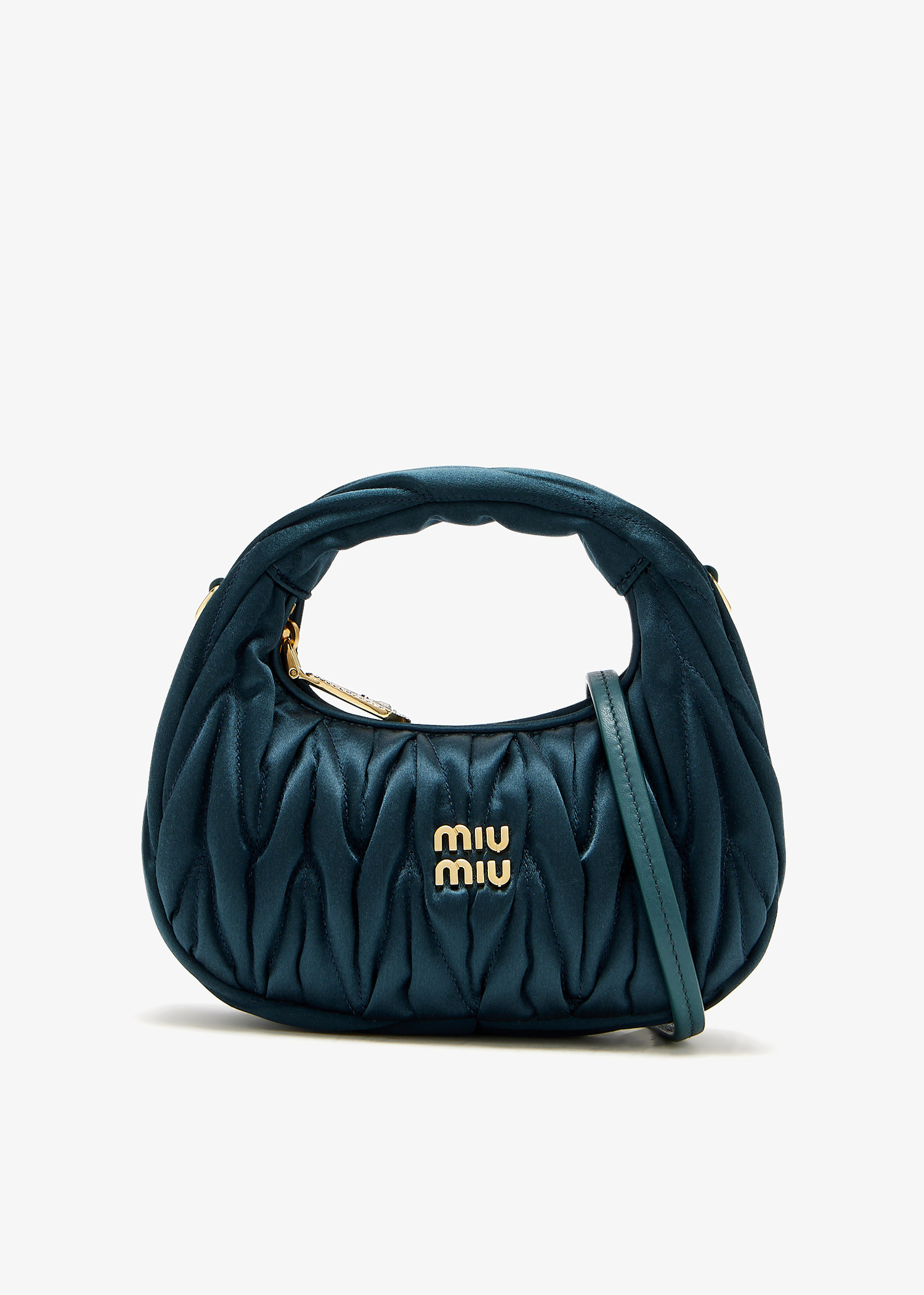 Miu Miu Wander matelassé satin mini-bag for Women - Blue in UAE
