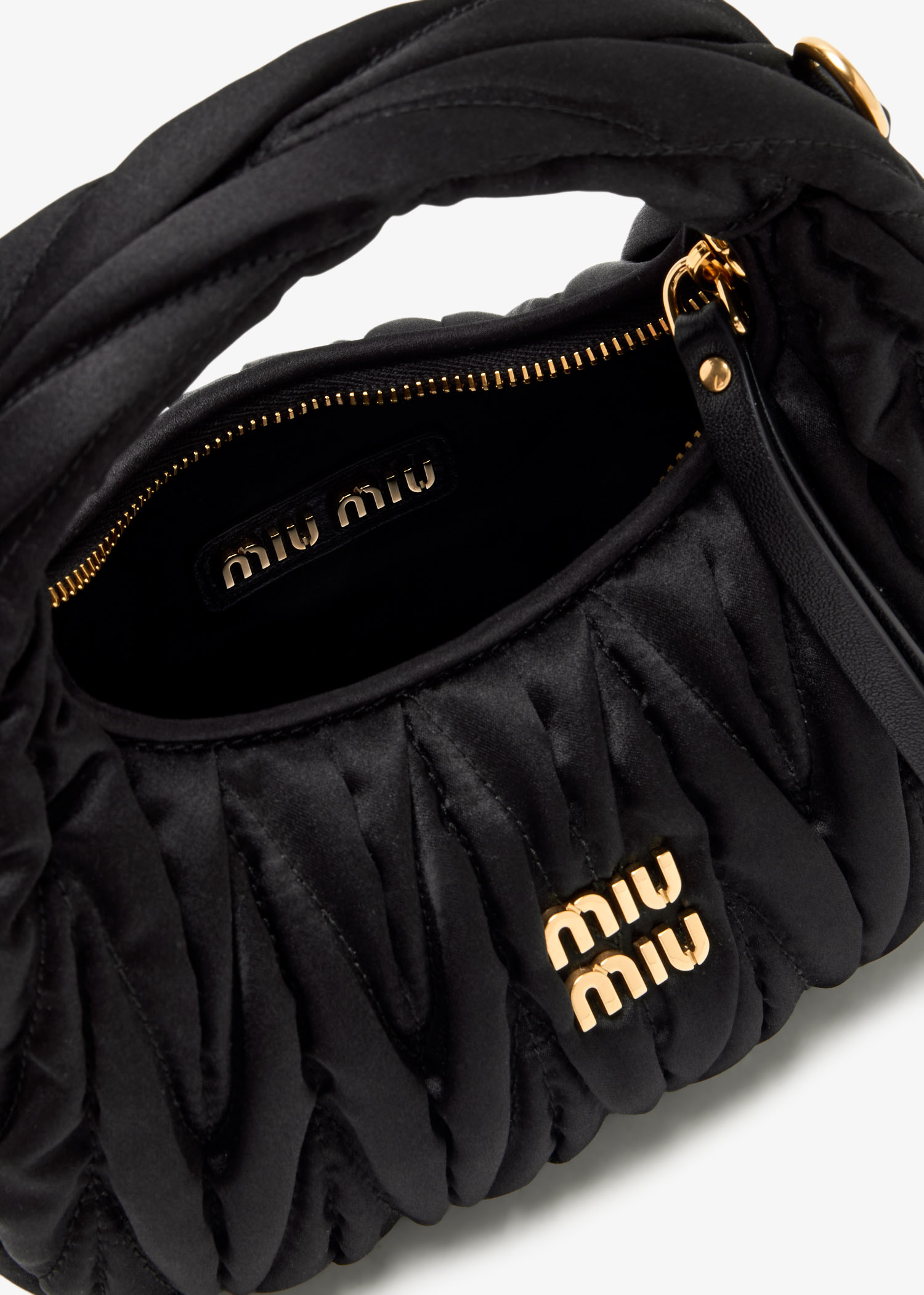miumiu ベロアミニバッグ MIU MIU - ミュウミュウ MIU MIU ミニバッグ ロゴ 巾着 クロシェ