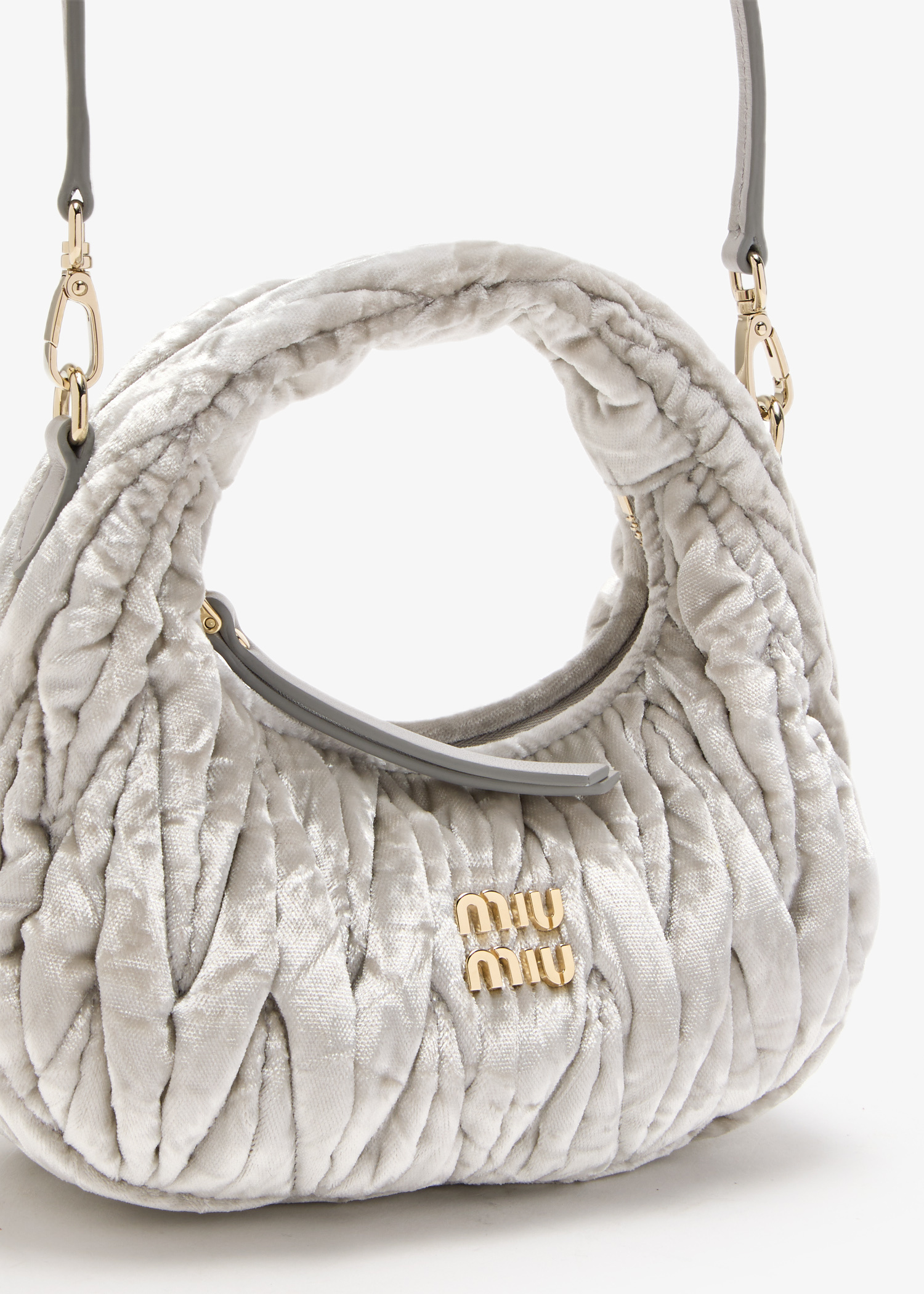 Miu Miu Wander velvet hobo mini bag for Women - Grey in KSA