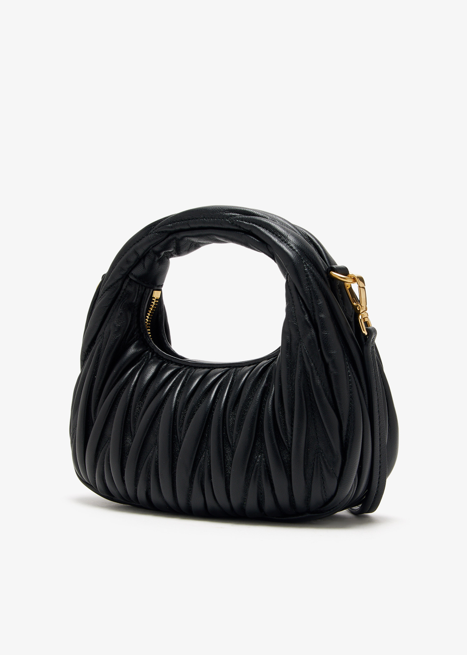 Miu Miu Wander matelassé hobo mini-bag for Women - Black in