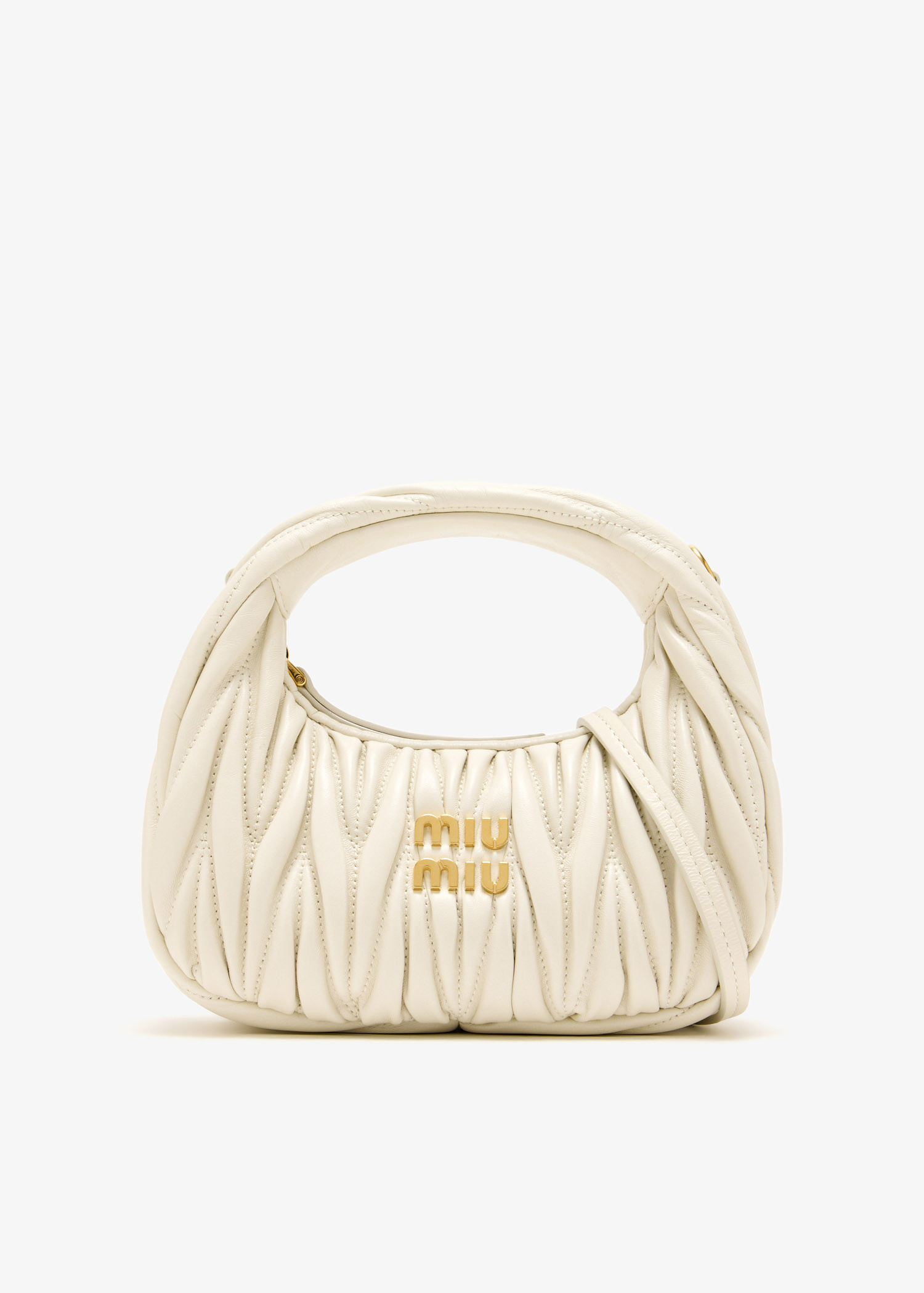 Miu Miu Wander matelassé hobo mini-bag for Women - White in