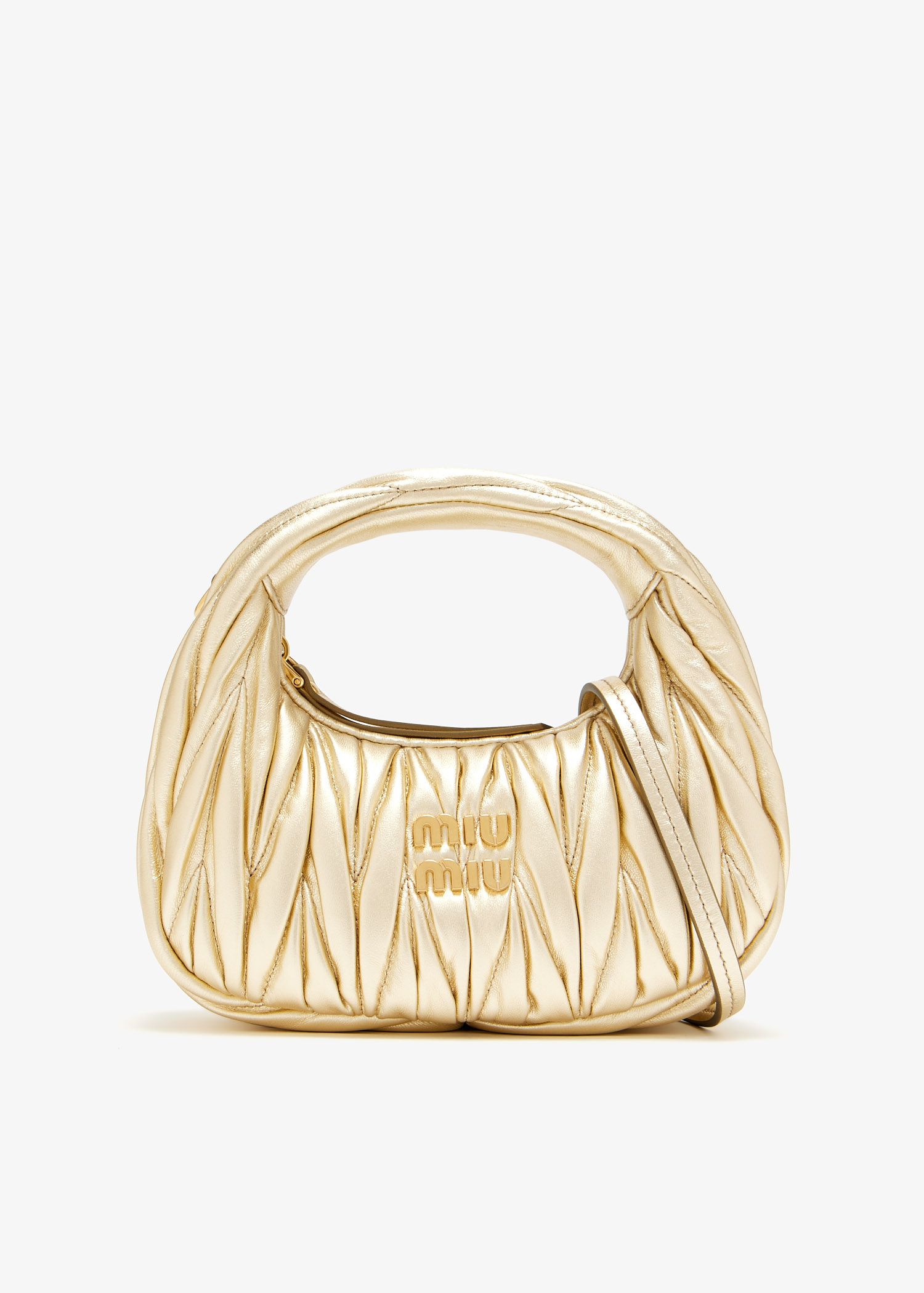 Miu Miu Wander 绗缝迷你手提包- 金色| Level Shoes 阿联酋