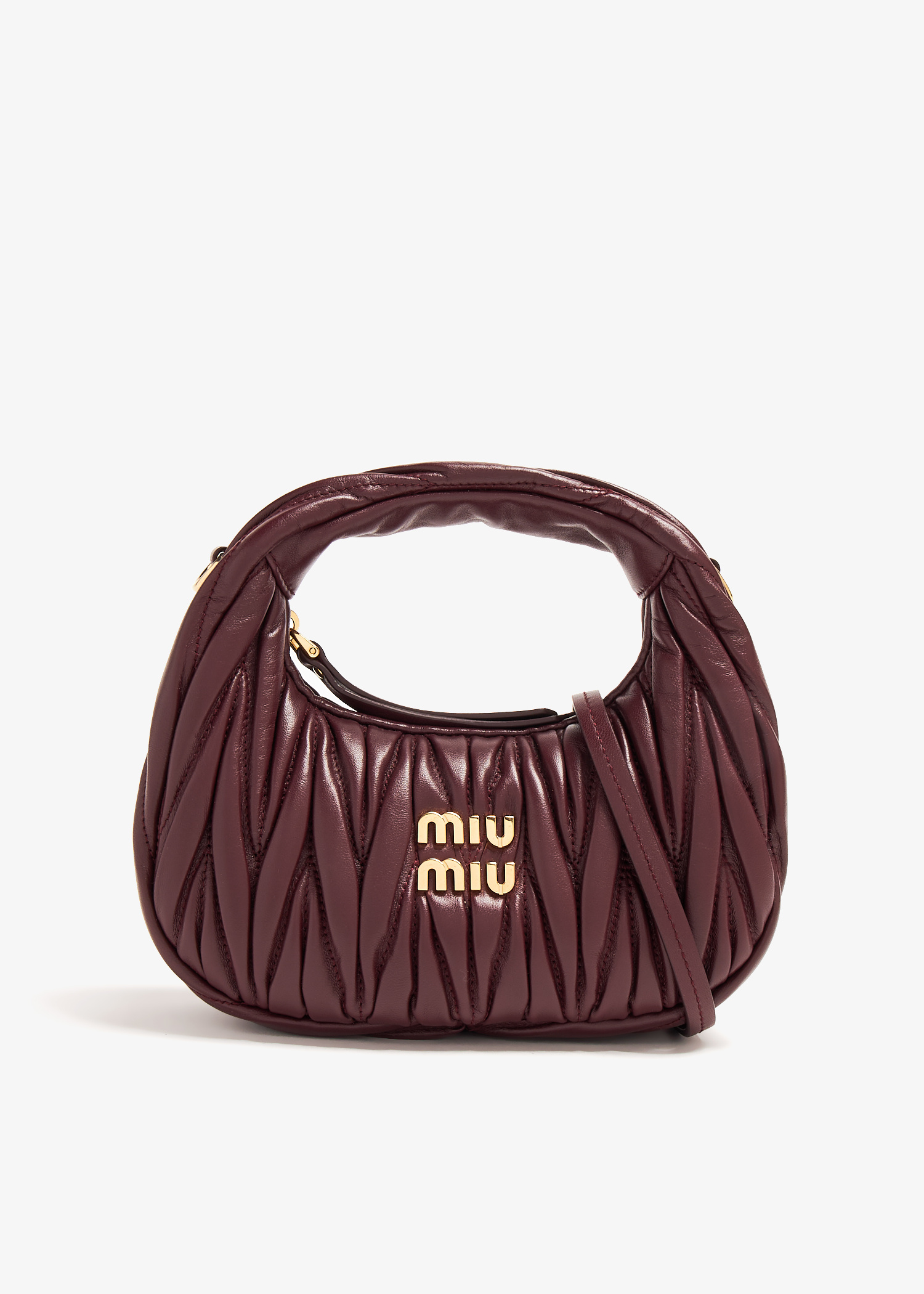 Miu Miu Wander matelassé hobo mini bag for Women - Burgundy