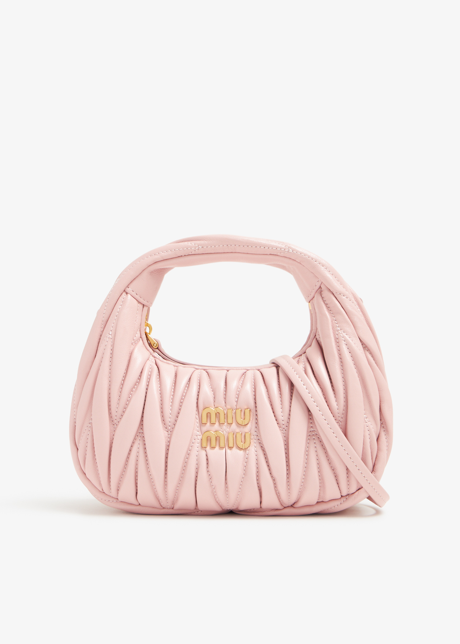 Miu Miu Wander matelassé hobo mini bag for Women - Pink in