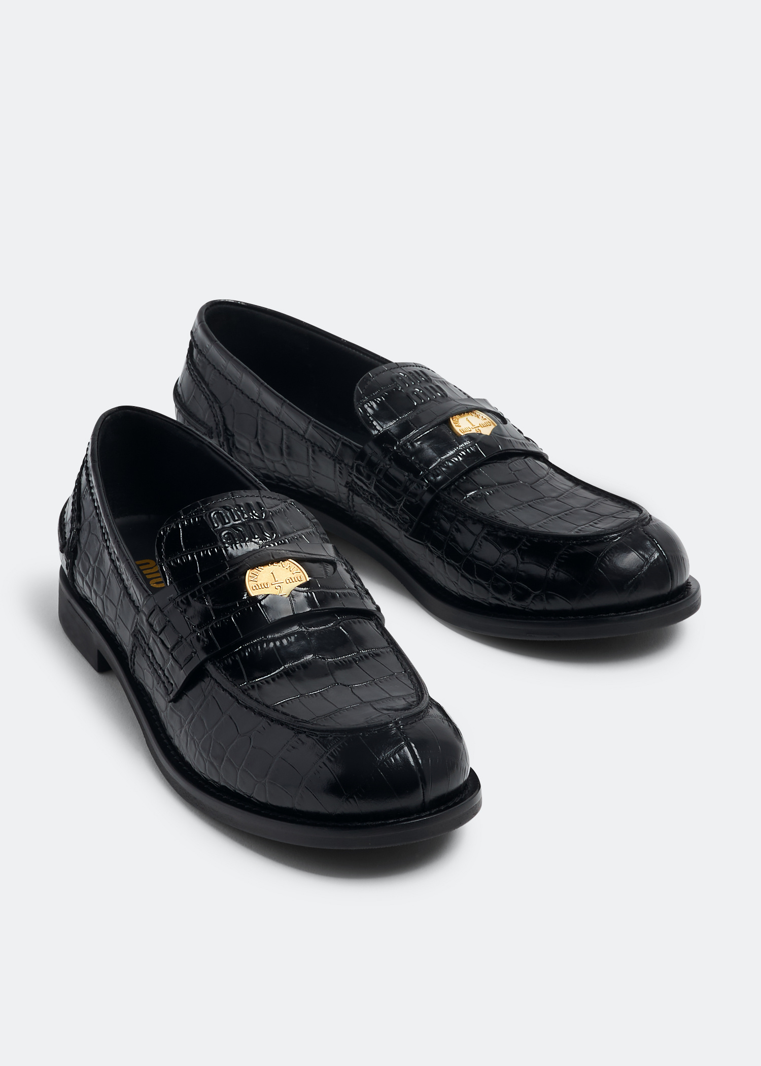 Miu Miu Croc-effect leather loafers for Women - Black in UAE