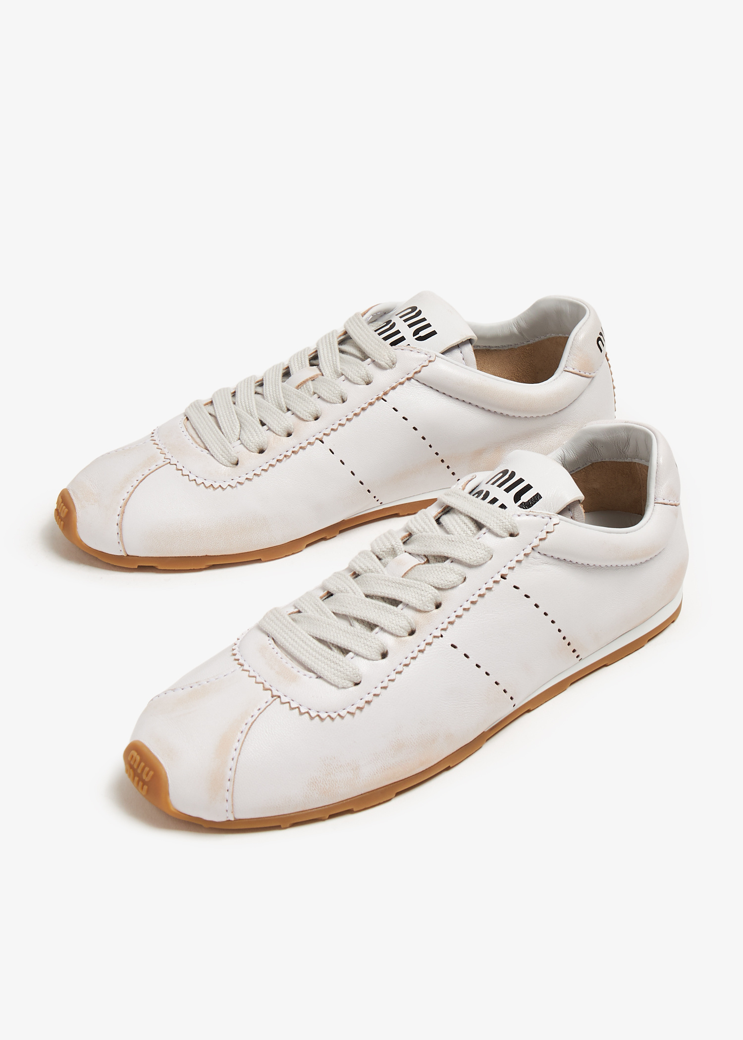Miu Miu Bleached leather sneakers for Women - White in Qatar