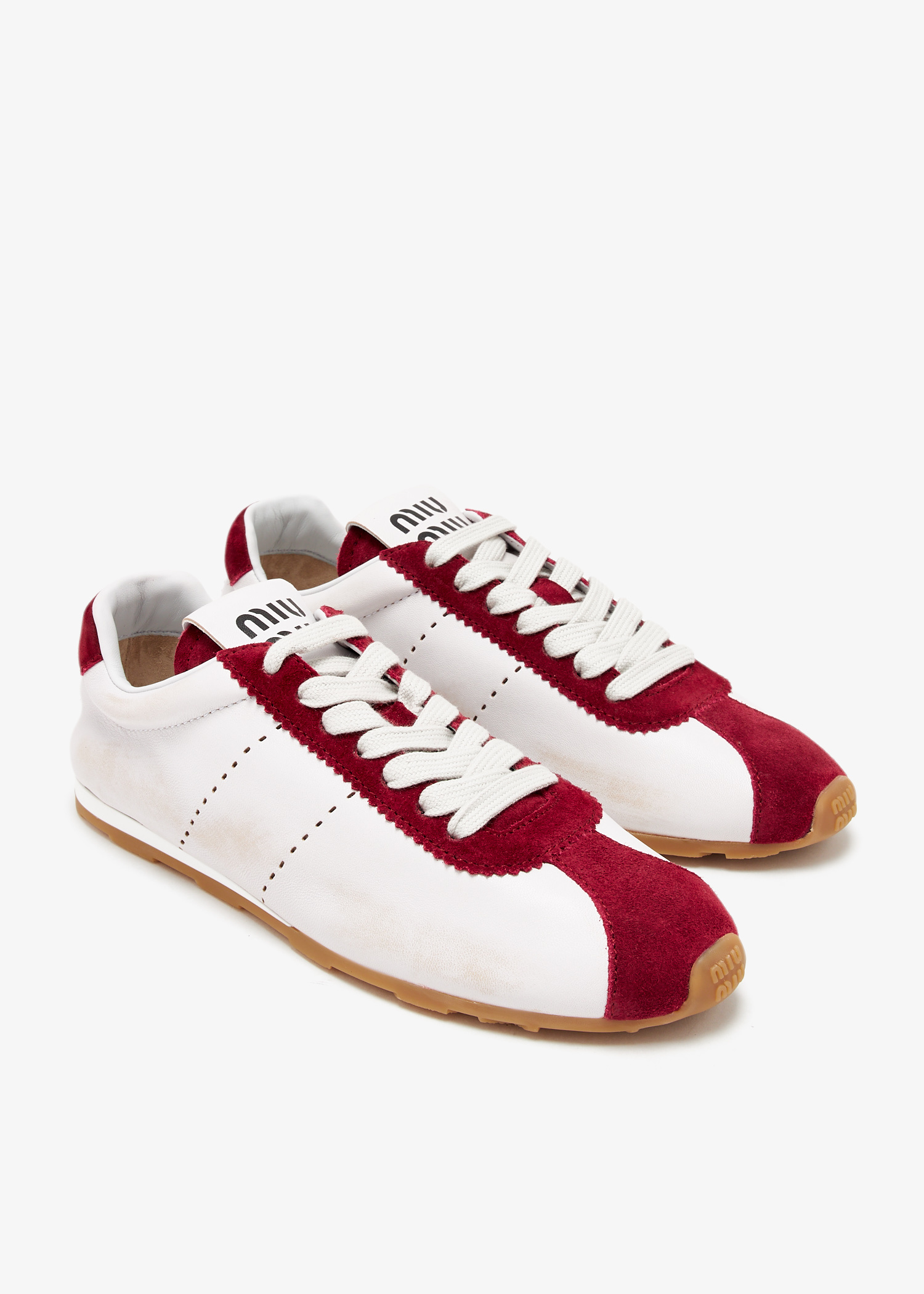 【MIU MIU】PLUME NAPPA LEATHER SNEAKERS Miu Miu Plume nappa leather and suede sneakers for Women
