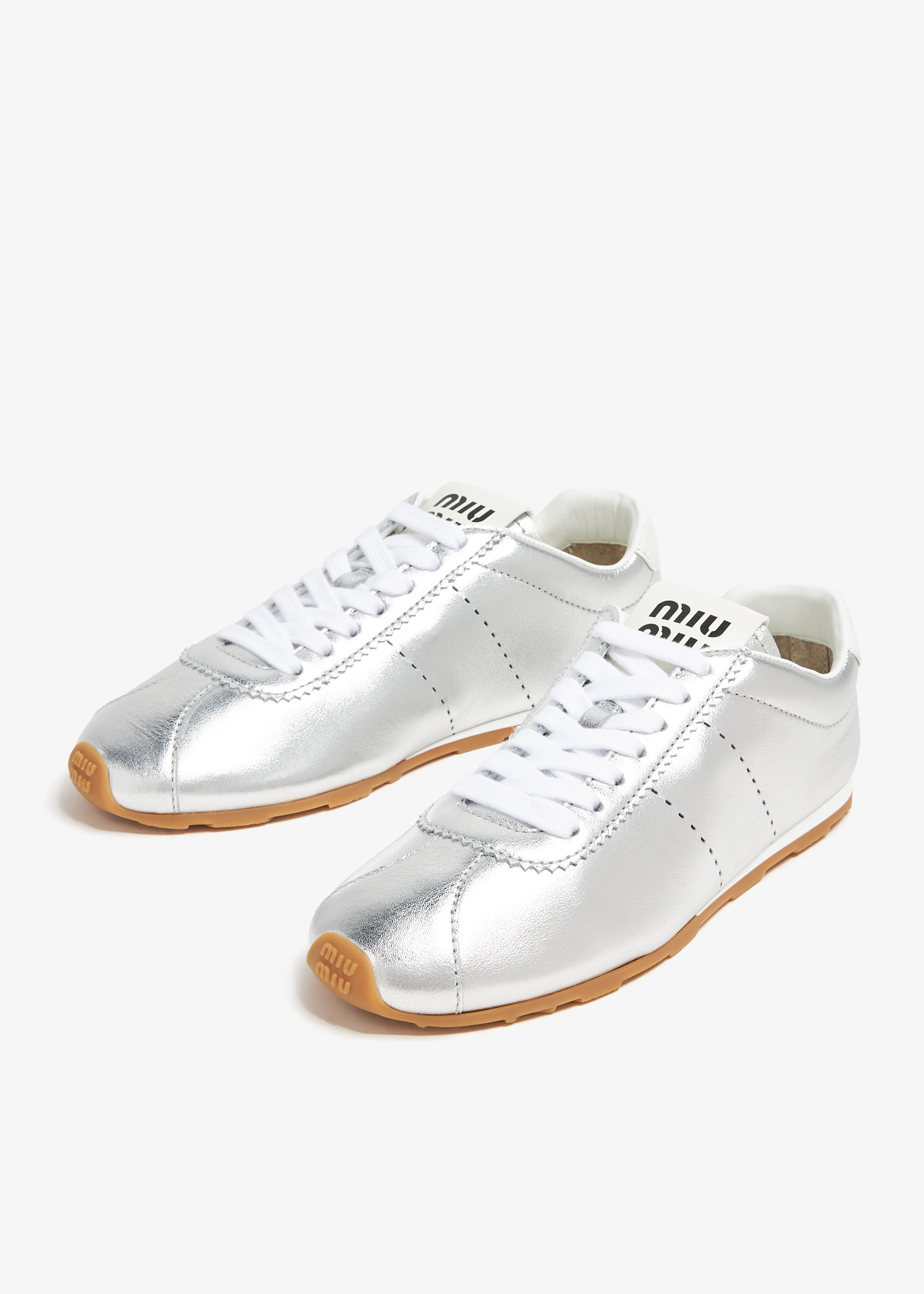 Miu Miu Mordoré leather sneakers for Women - Silver in UAE