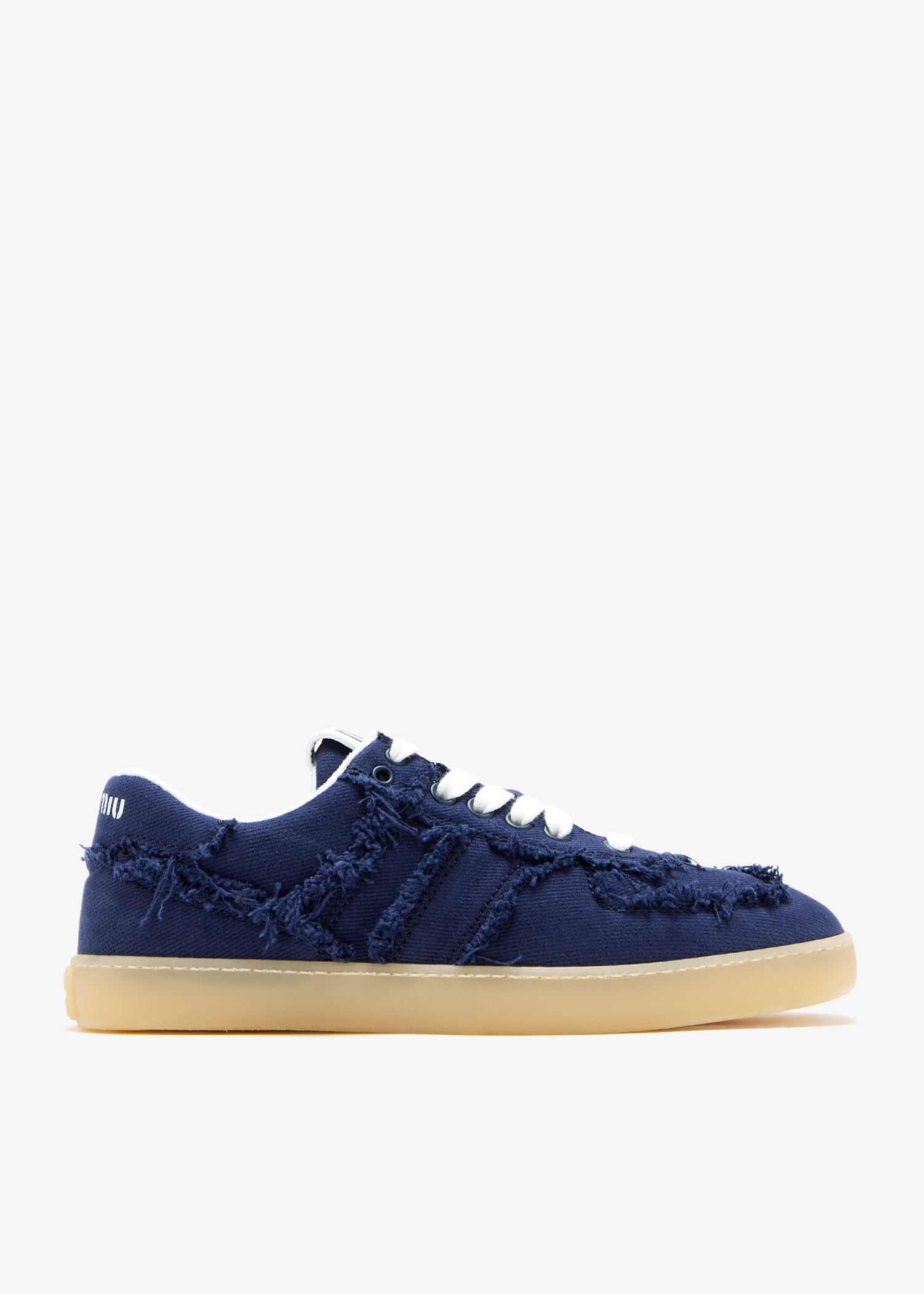 MiuMiu＊Denim sneakers with logo デニムスニーカー＊送料込 ベージュ Miu Miu ロゴ付 デニム スニーカー | Miu Miu