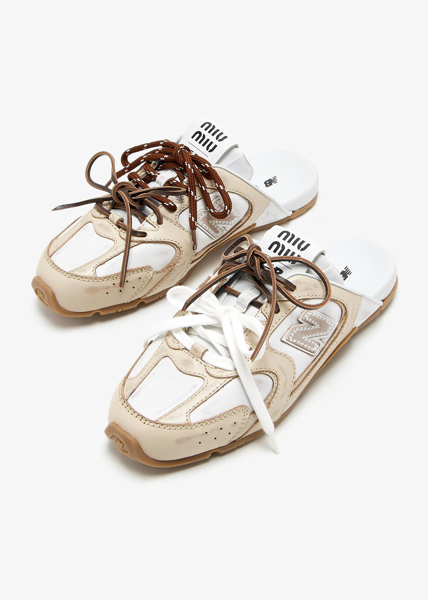 Miu Miu x New Balance 530 SL deco calf leather mules for