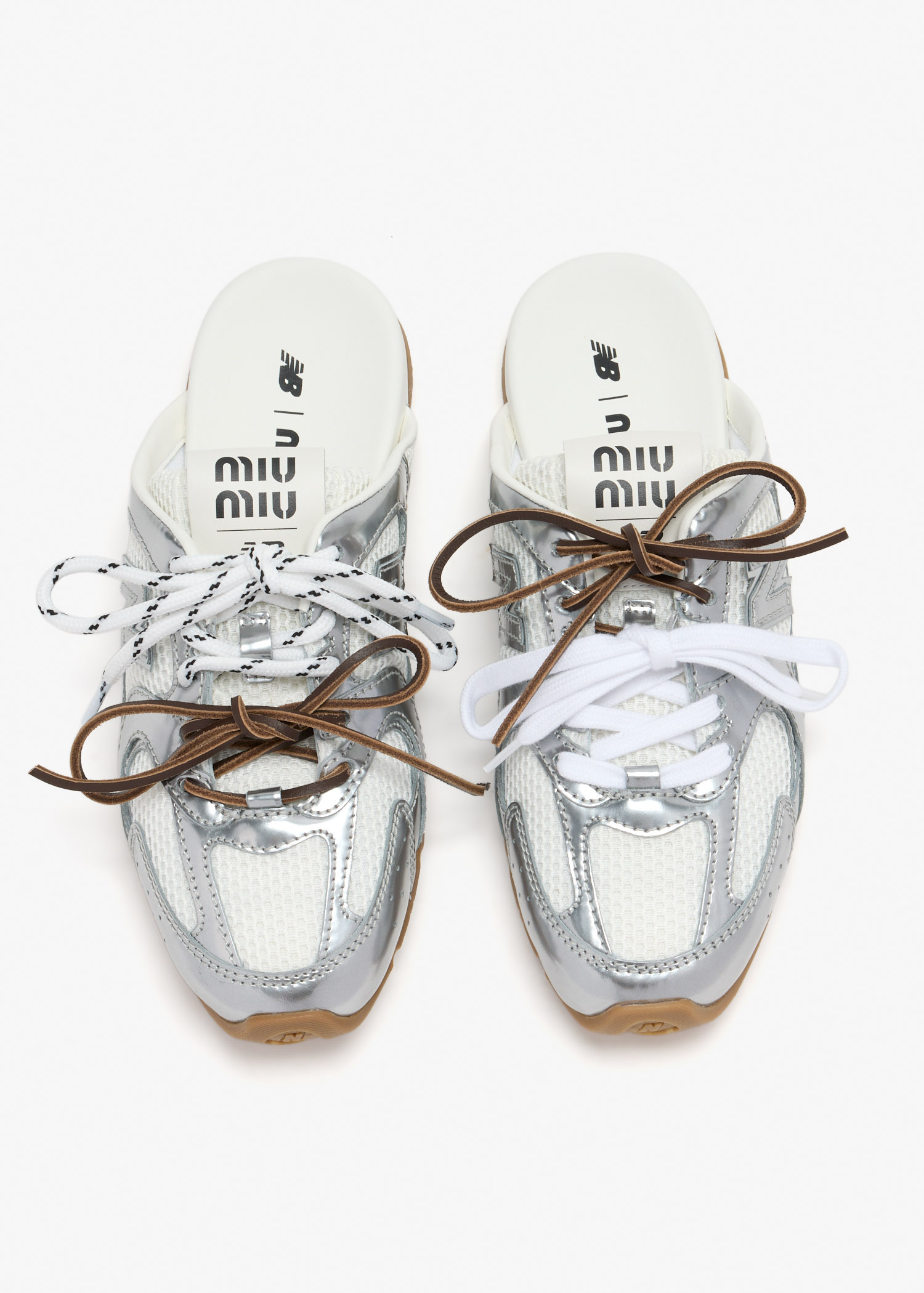 Miu Miu x New Balance 530 SL metallic leather mules for Women