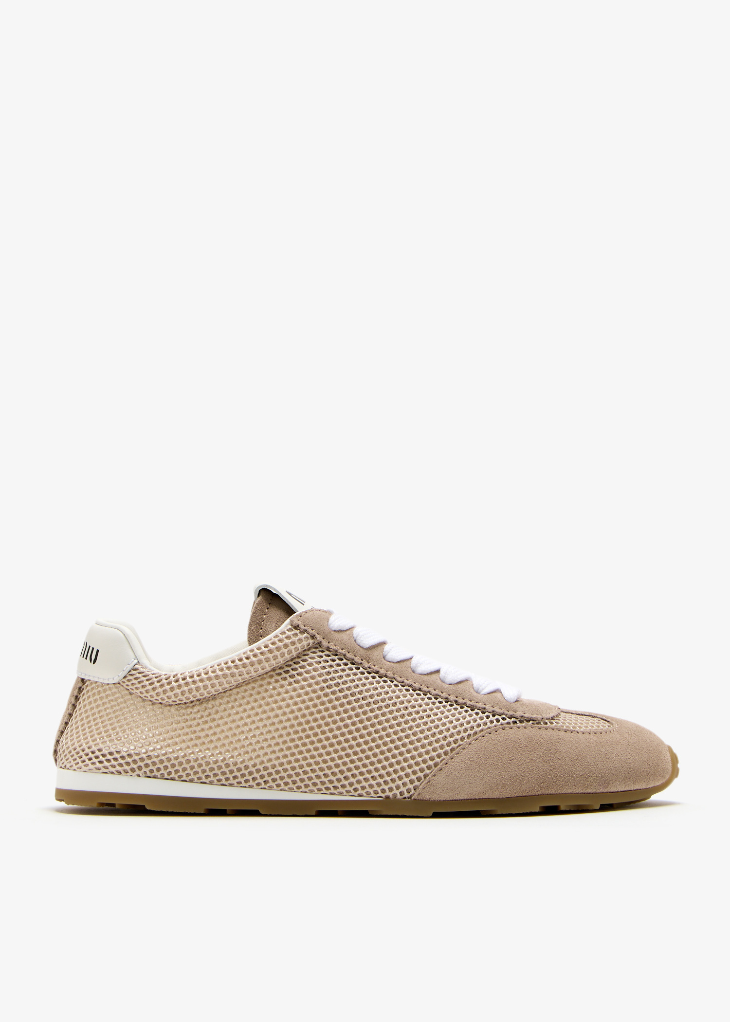 Miu Miu Plume mesh and suede sneakers for Women - Beige in