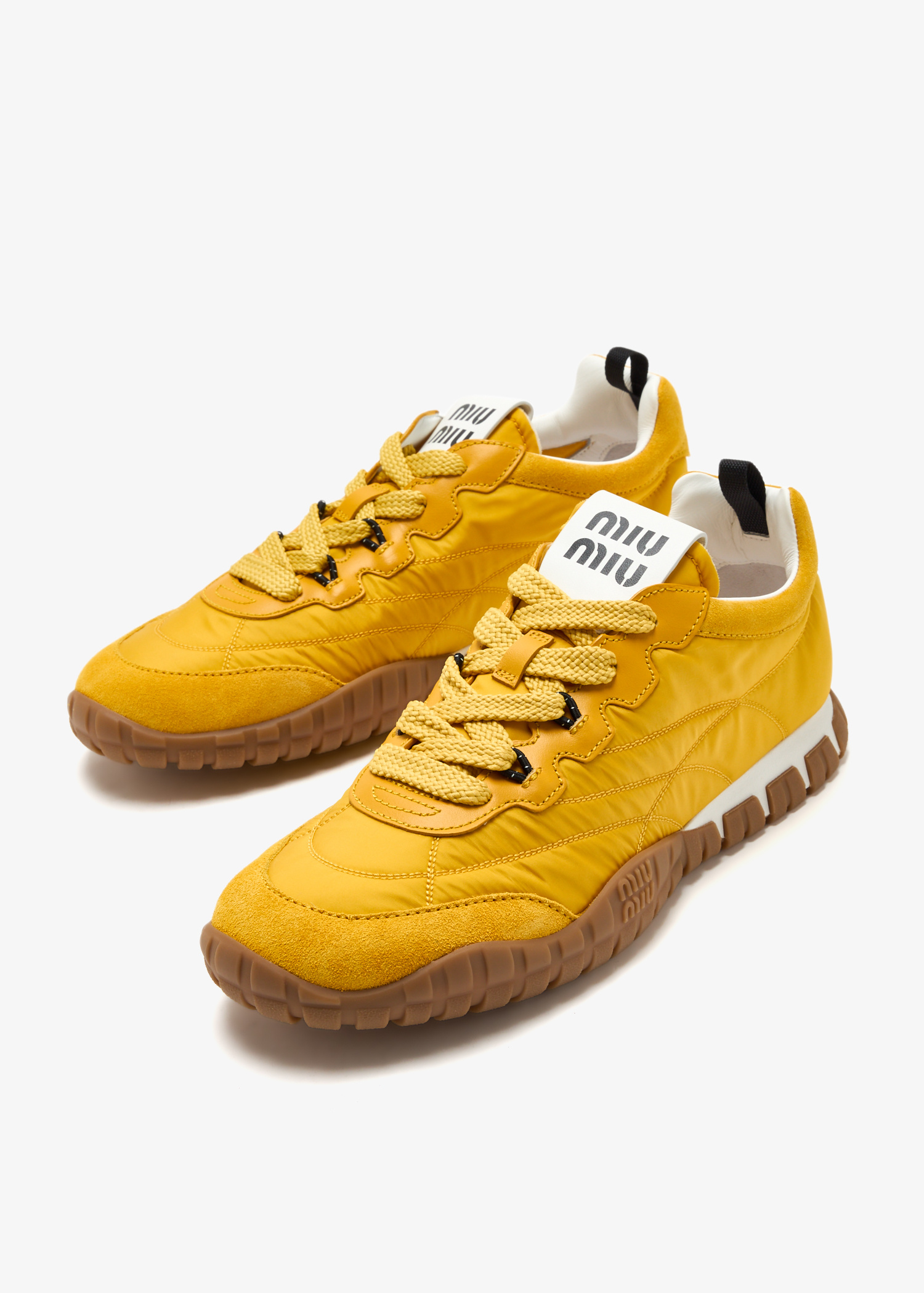 【日本入手困難】Tyre technical fabric and suede sneakers Miu Miu Tyre Technical Fabric and Suede Sneakers | Saks