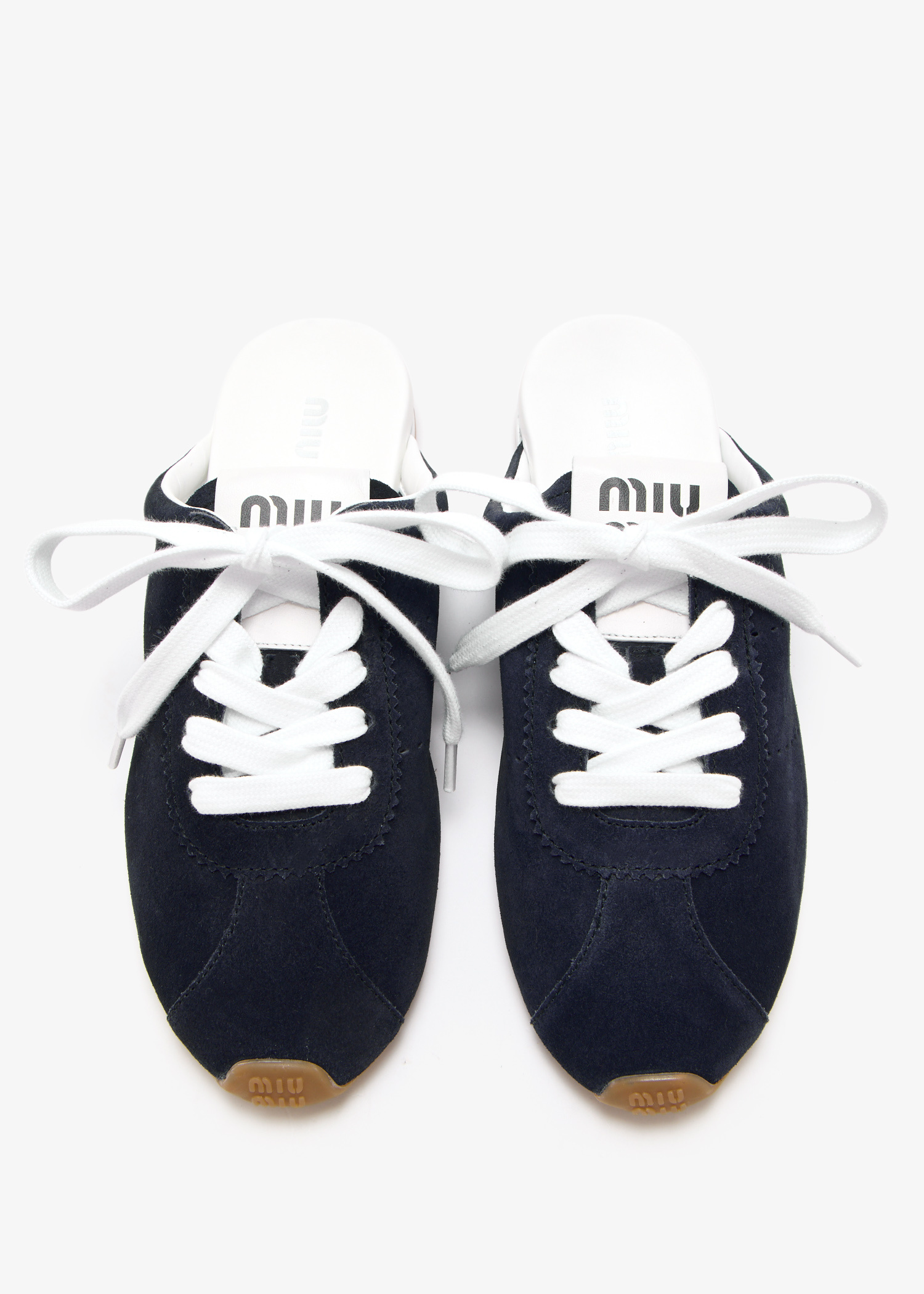 Miu Miu Plume suede mules for Women - Navy in UAE | Level Shoes