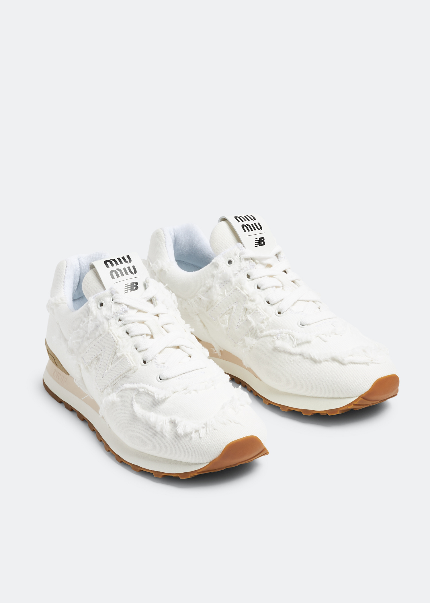 Miu Miu x New Balance 574 denim sneakers for Women - White in UAE
