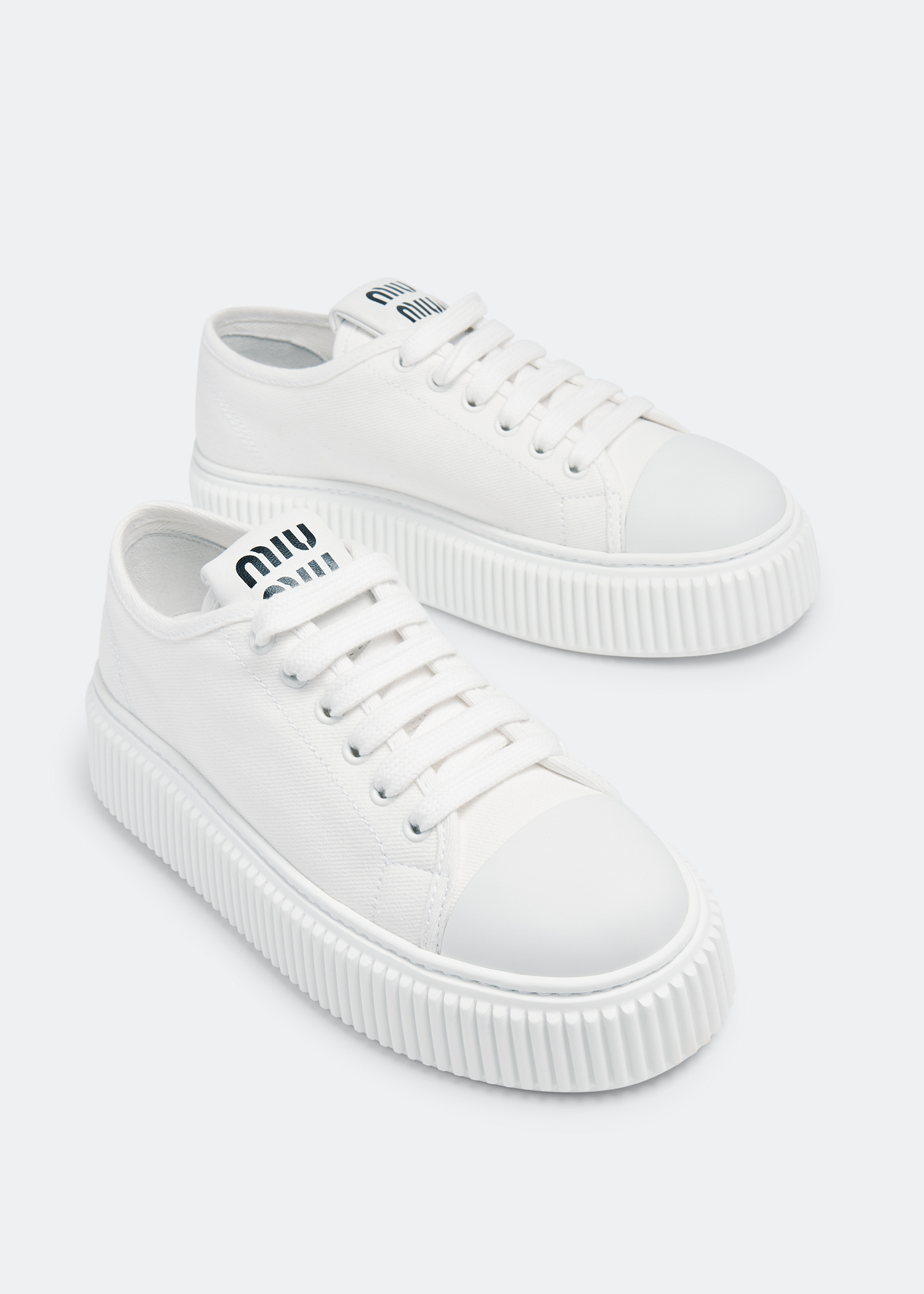 miu୨୧⋆* Miu Miu Denim sneakers for Women - White in KSA | Level Shoes
