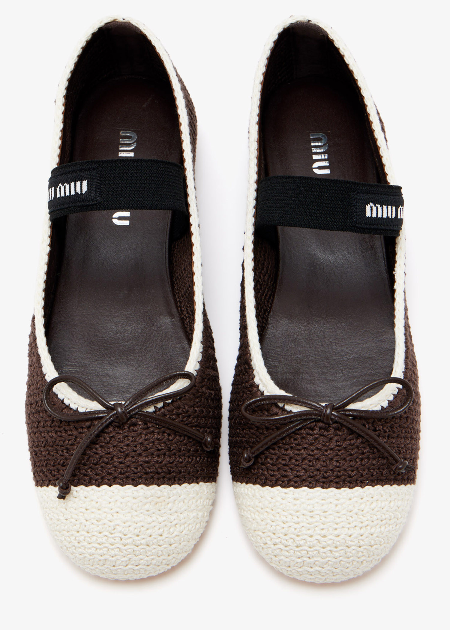 靴 Miu Miu Women's Brown and Black Ballet Miu Miu Crochet knit ballerinas for Women - Brown in UAE