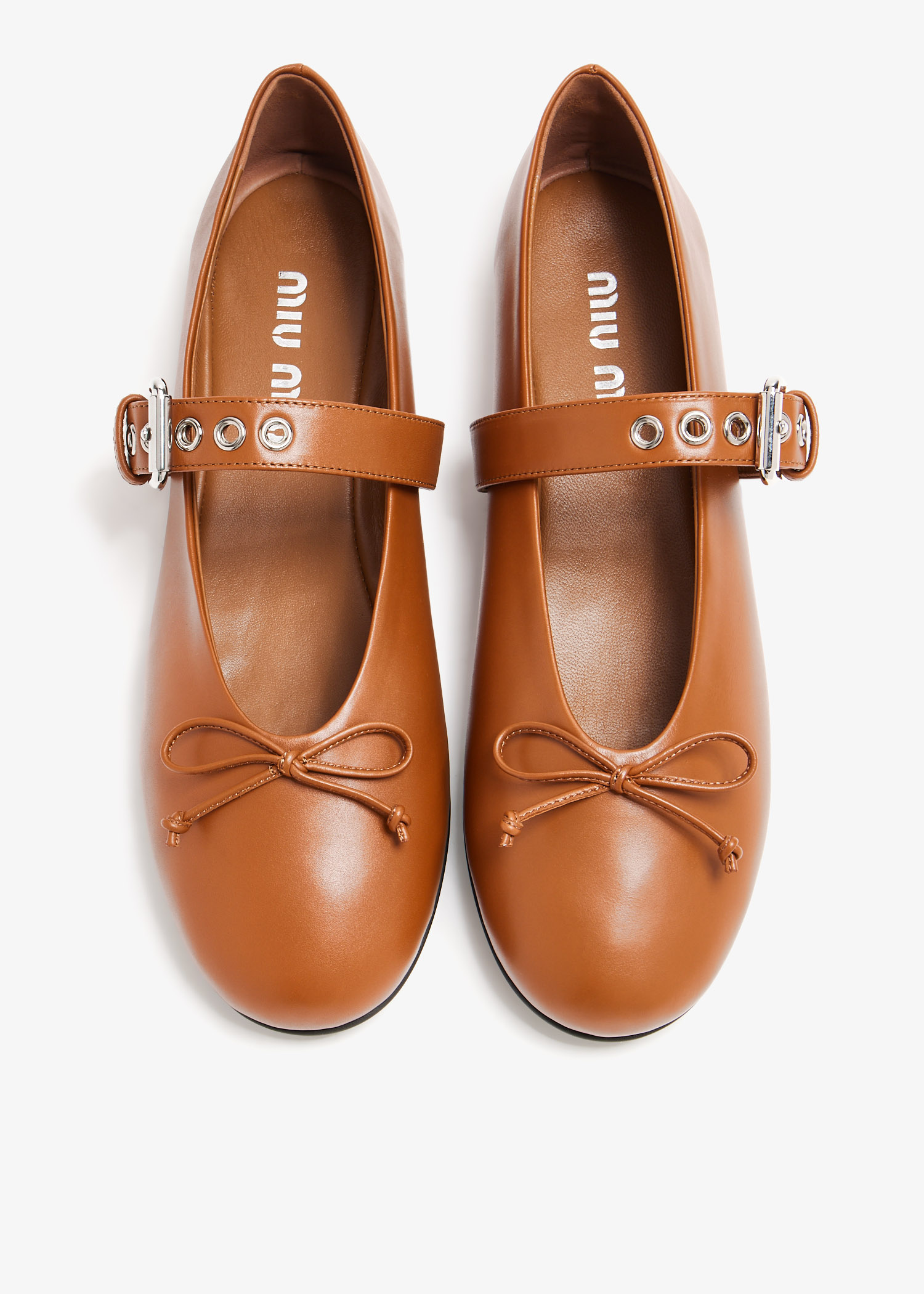 Miu Miu Leather ballerinas for Women - Brown in UAE | Level