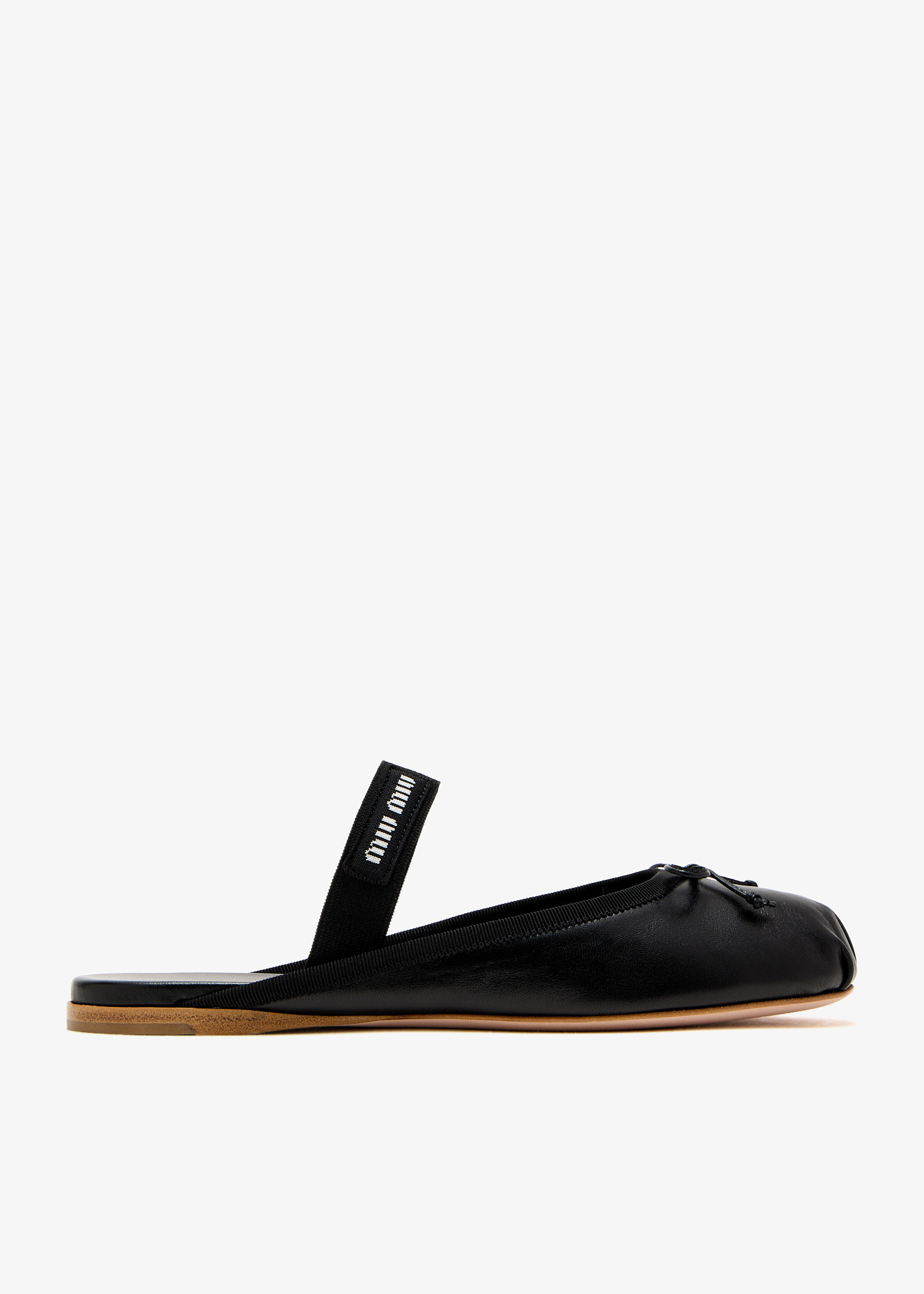 Miu Miu Leather ballerina mules for Women - Black in UAE | Level Shoes
