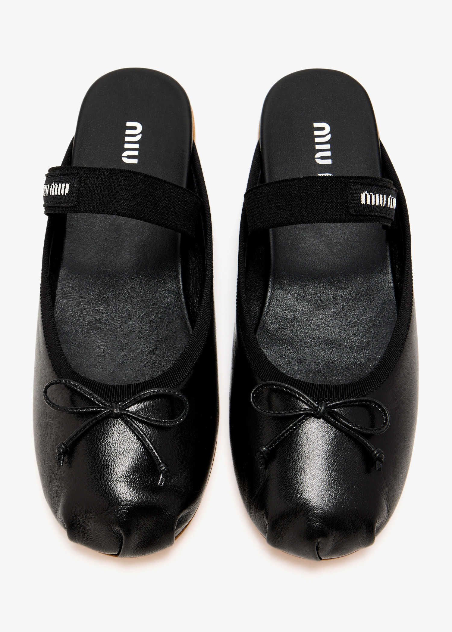 Miu Miu Leather ballerina mules for Women - Black in UAE | Level Shoes