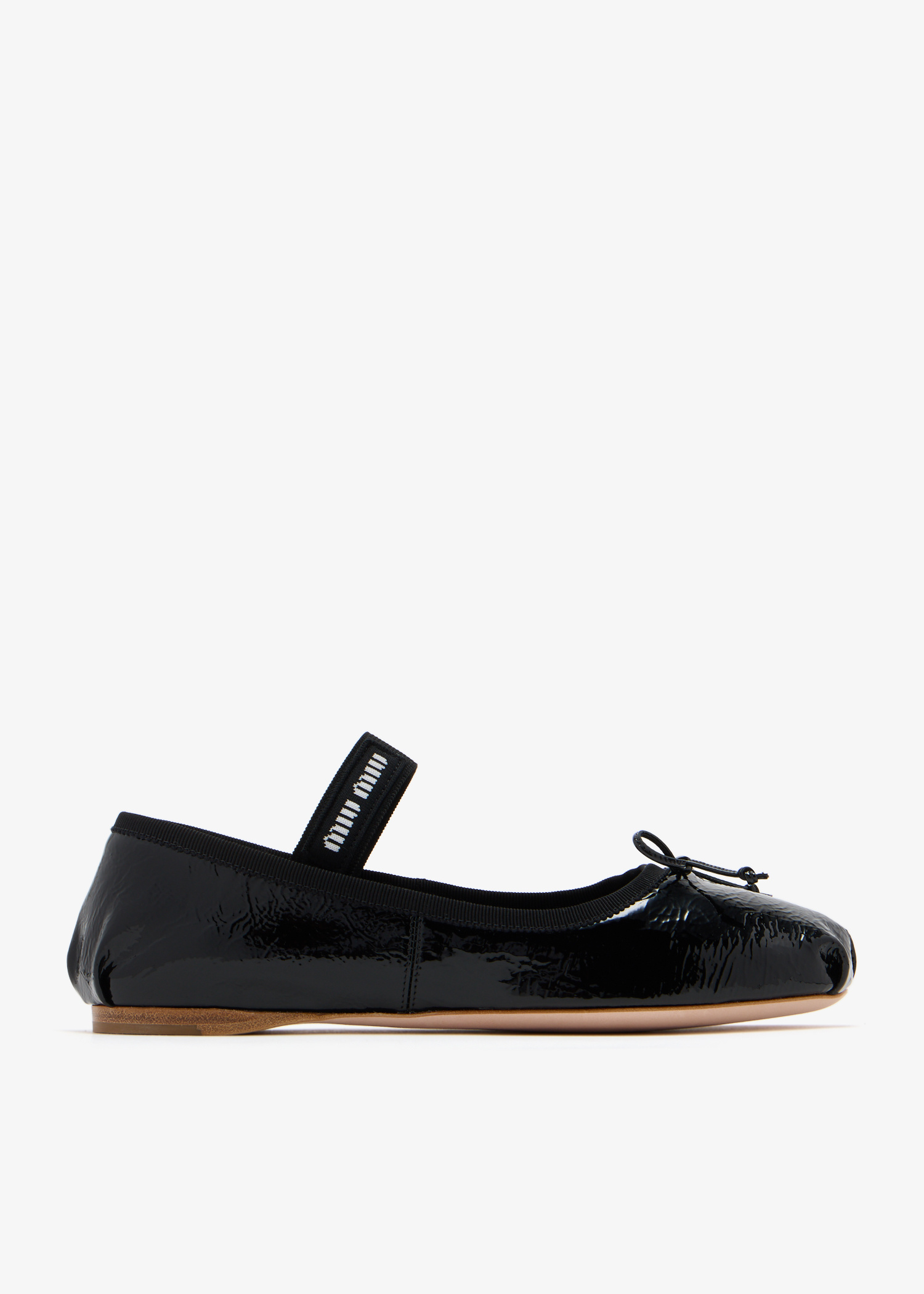 バレエシューズ MIUMIU BLACK NAPLAK BALLERINAS Black Leather Ballerina Mules | Miu Miu