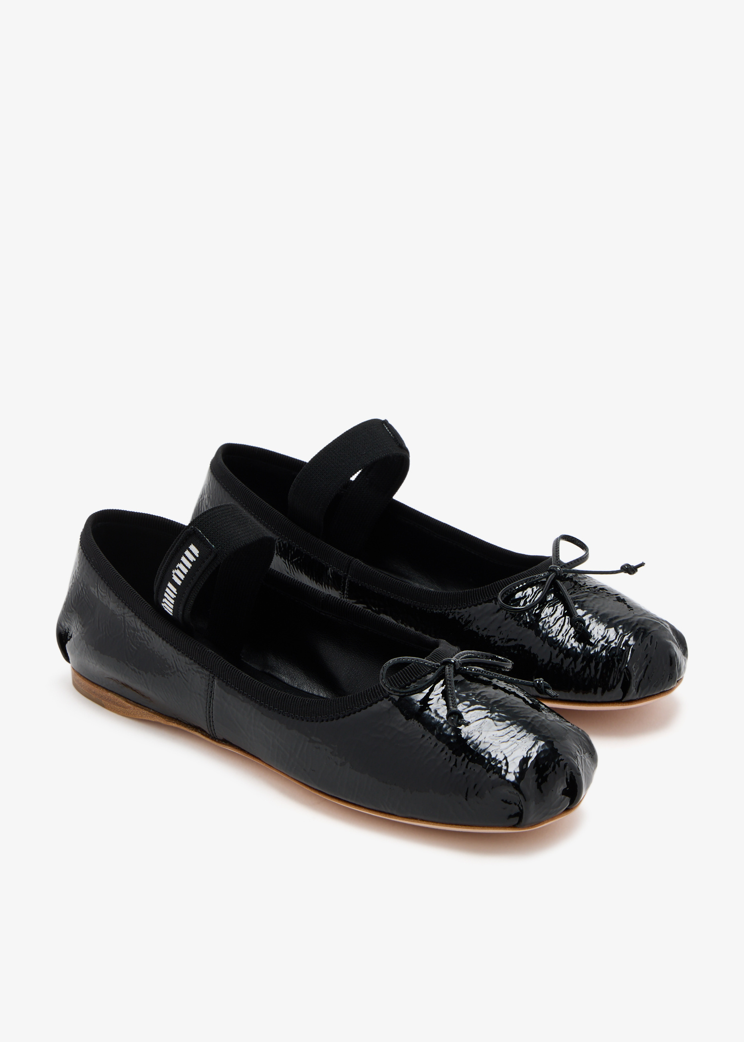 バレエシューズ MIUMIU BLACK NAPLAK BALLERINAS Black Leather Ballerina Mules | Miu Miu