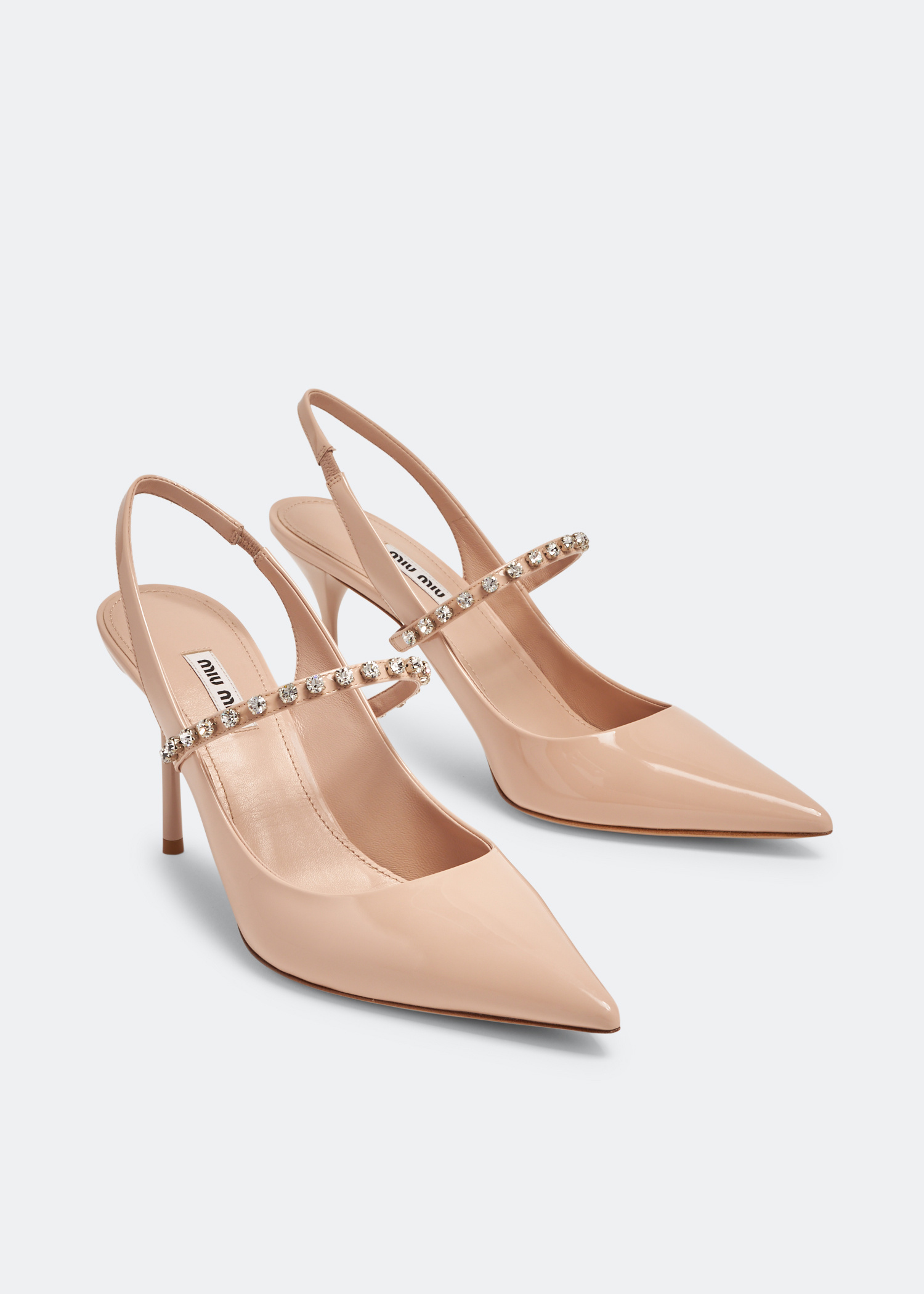 【関税込み】miu miu SLINGBACK STRAPS Miu Miu Patent leather slingback pumps for Women - Beige in