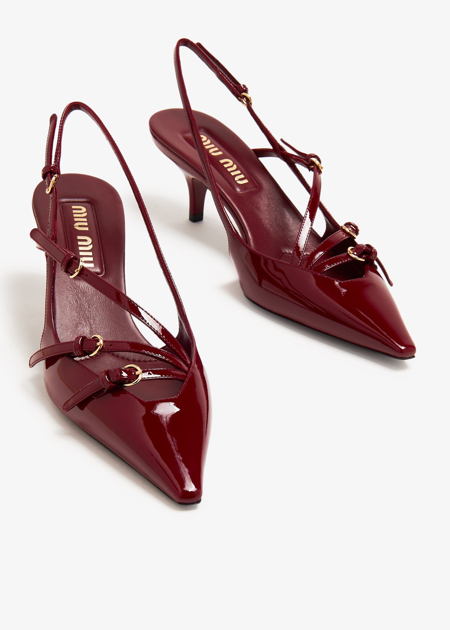 靴 Miu Miu Carved Slingback Heels 36 Miu Miu Buckle slingback pumps for Women - Burgundy in UAE | Level