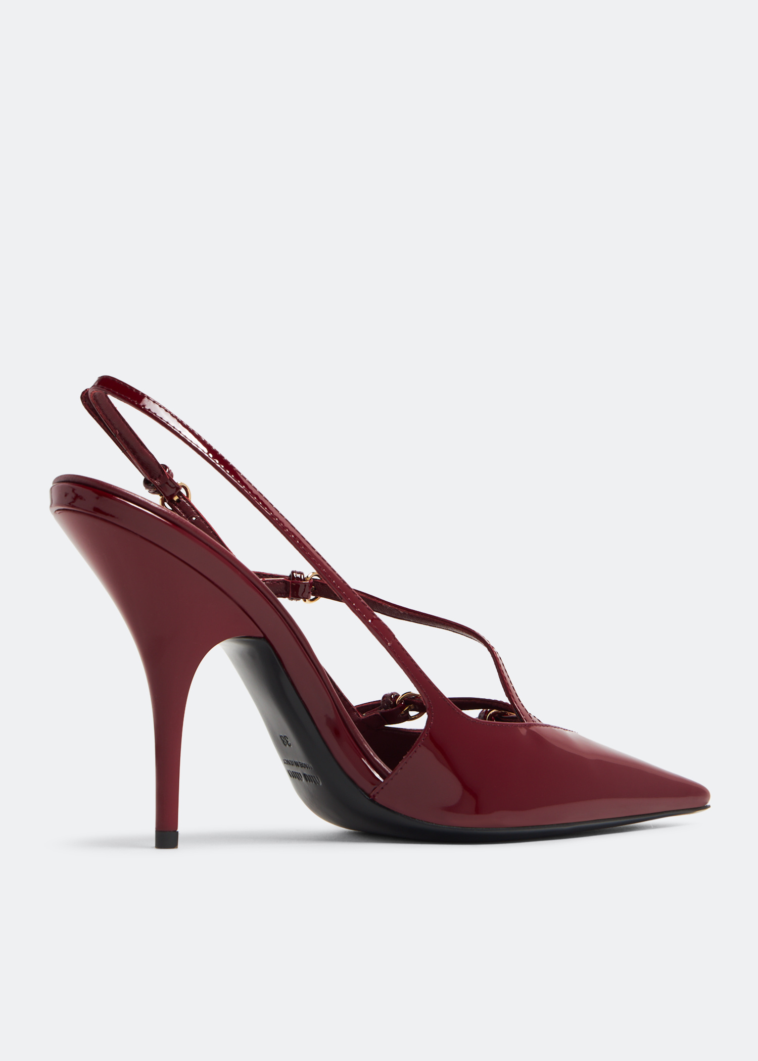 サンダル・ミュール MiuMiu Burgundy leather ballerinas (5F476EF010069 F0D27) Miu Miu Patent leather sandals for Women - Burgundy in UAE