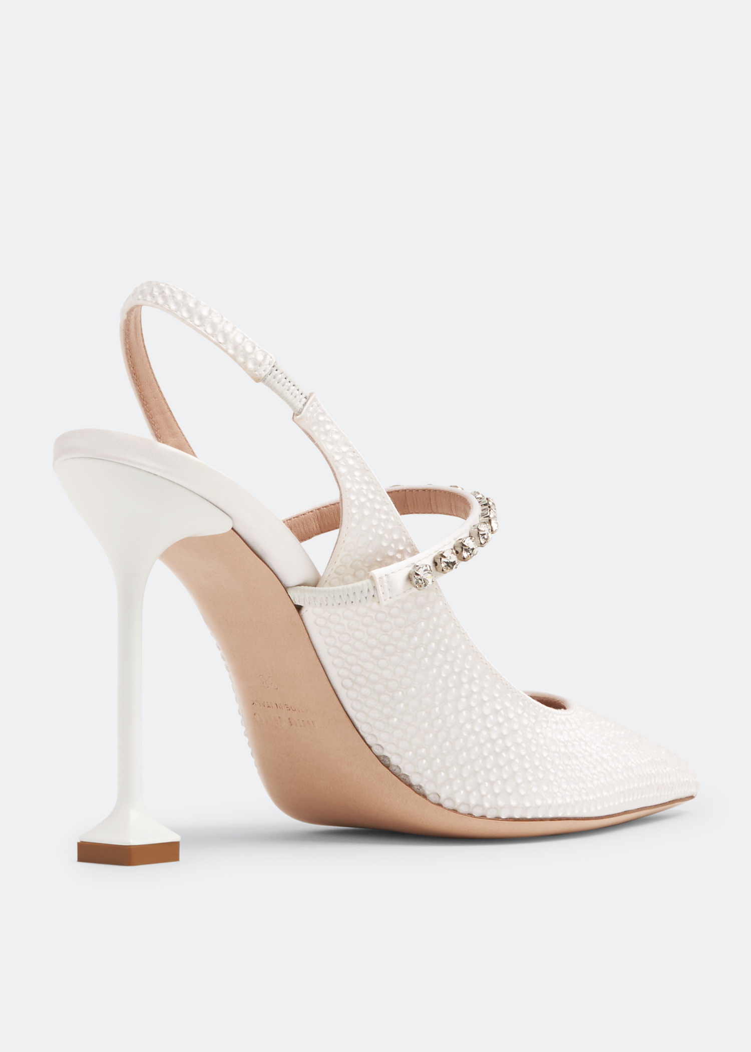 パンプス MiuMiu | Satin and crystal slingback pumps Miu Miu Crystal slingback pumps for Women - White in KSA
