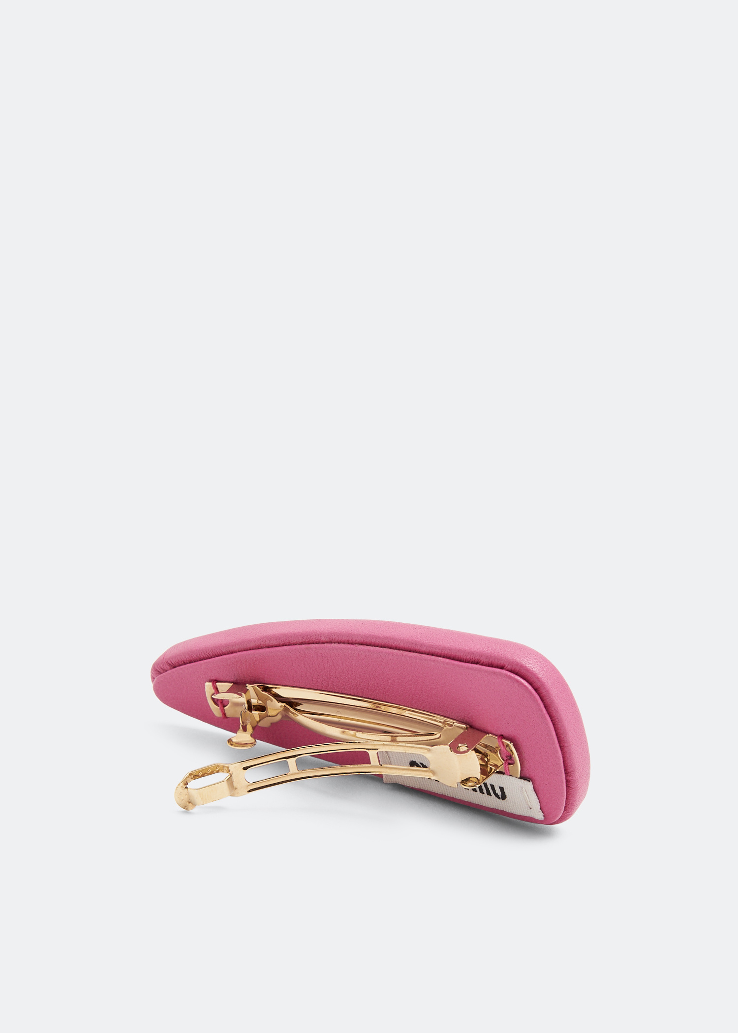 Miu Miu Leather hair clip for Women - Pink in UAE | Level Shoes
